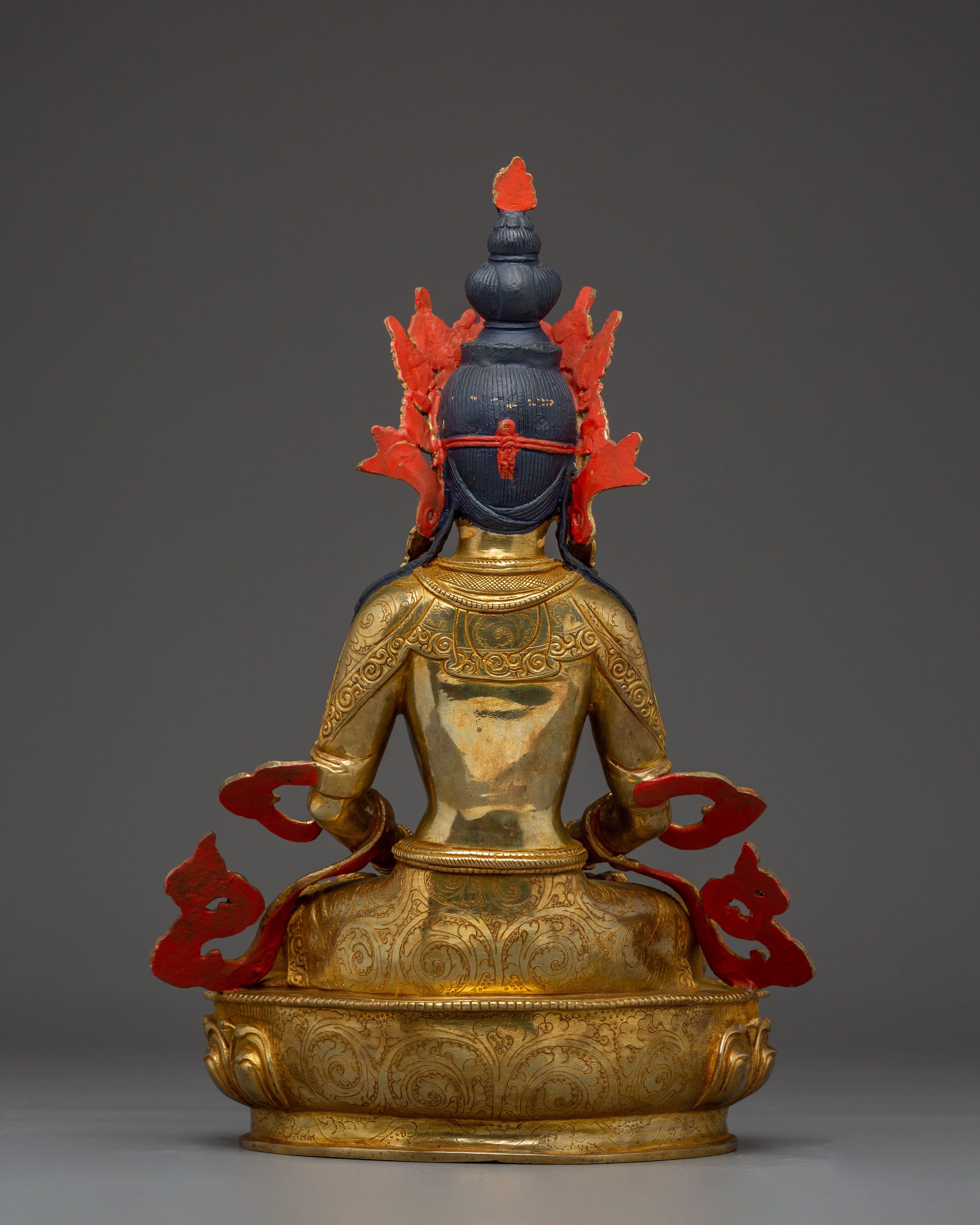Amitayus Statue in 24K Gold-Gilded Copper | Tibetan Long Life Deity