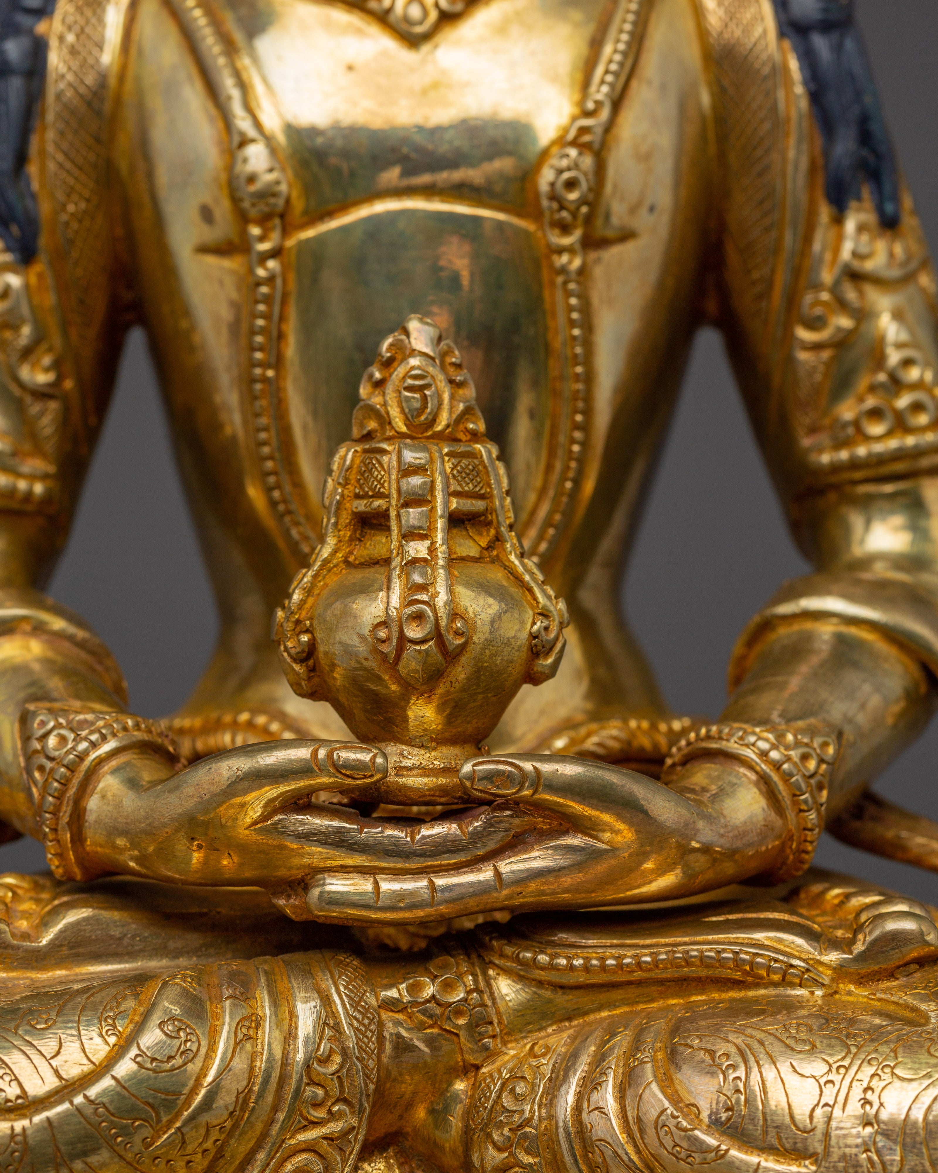 Amitayus Statue in 24K Gold-Gilded Copper | Tibetan Long Life Deity