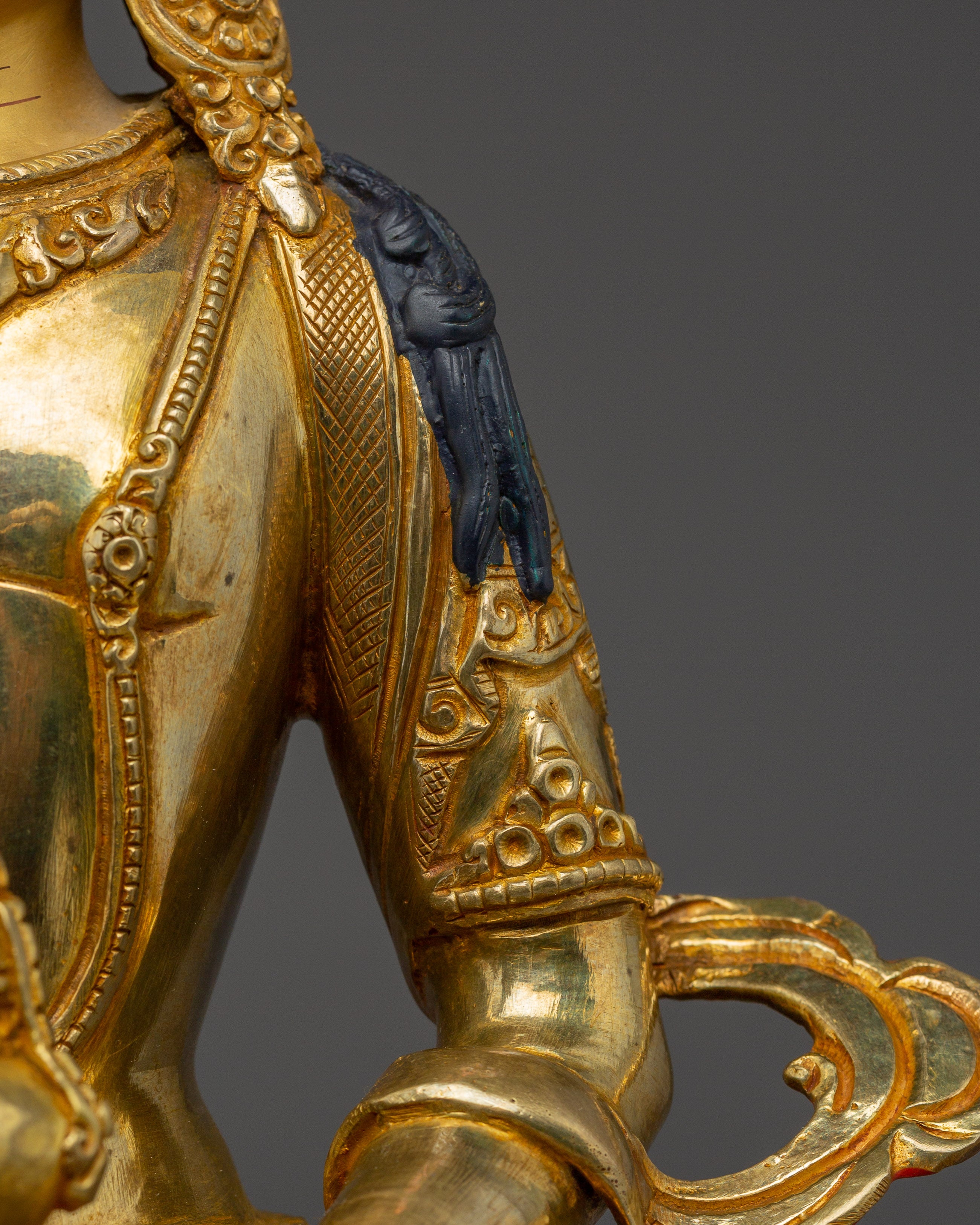 Amitayus Statue in 24K Gold-Gilded Copper | Tibetan Long Life Deity