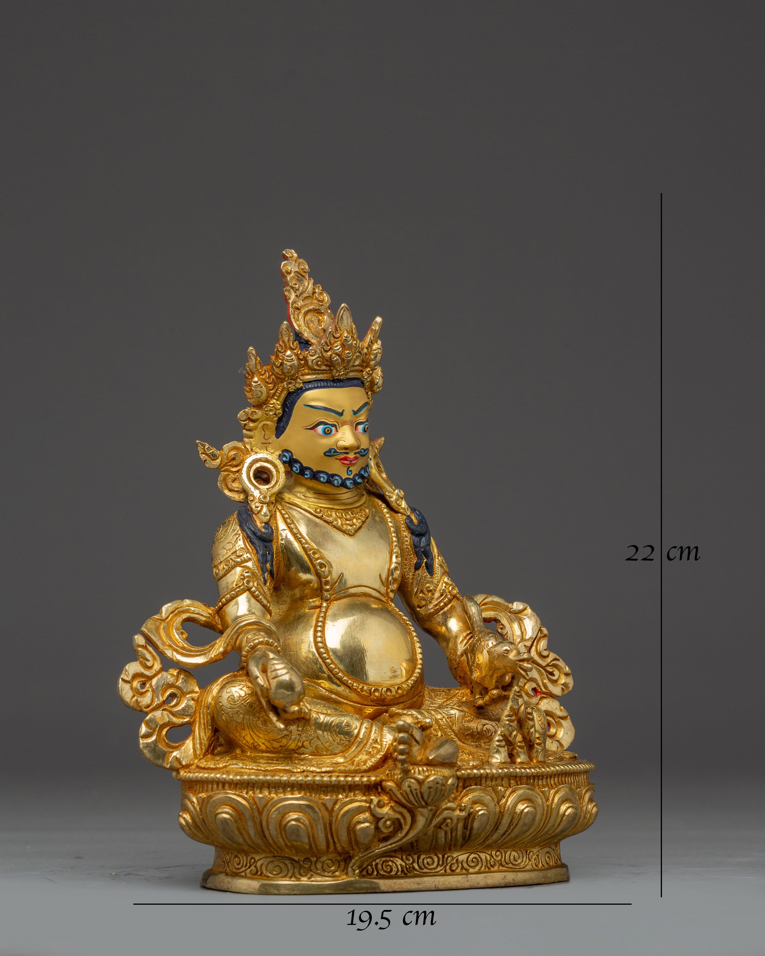 Dzambhala 24K Gold Gilded Copper Statue