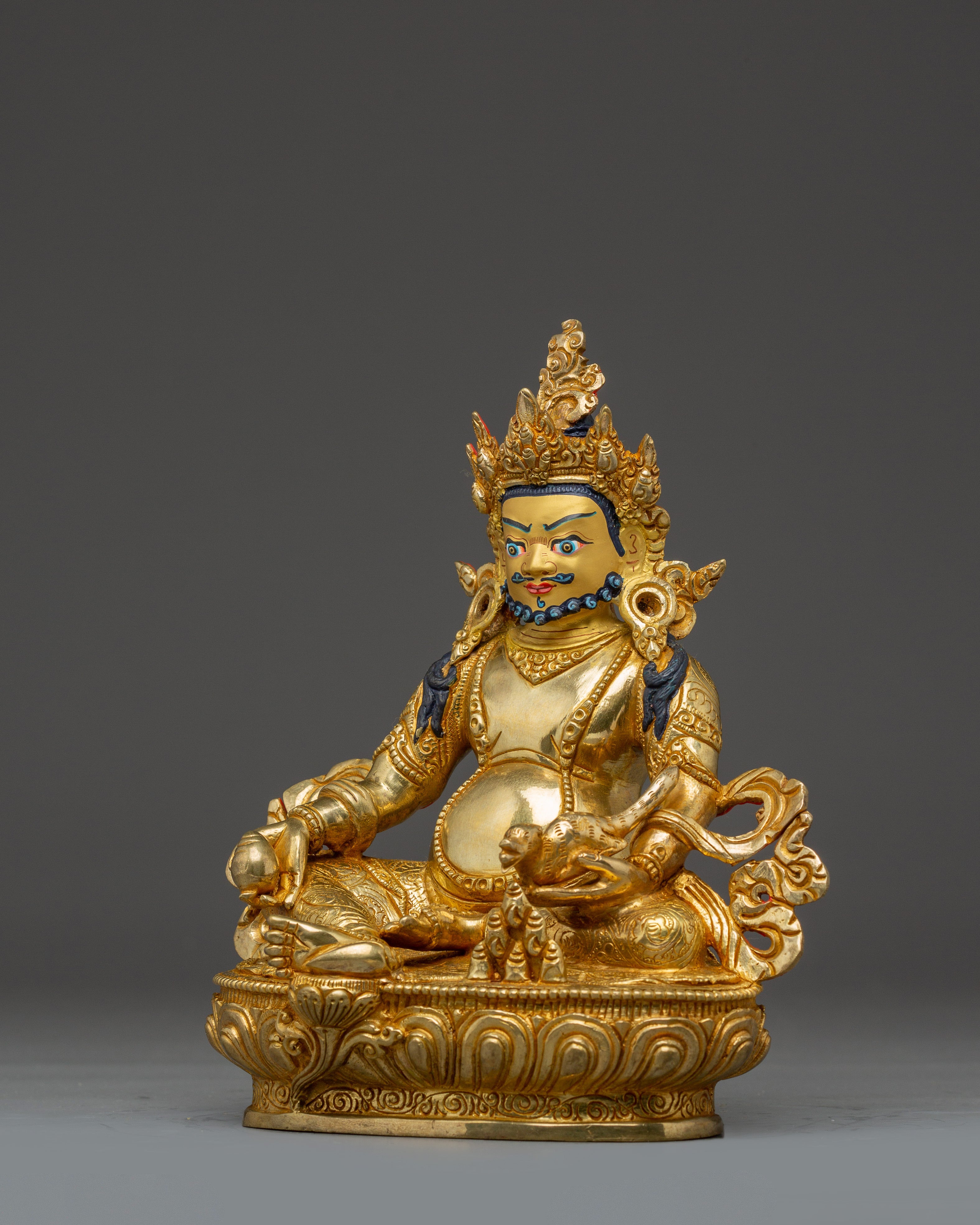 Dzambhala 24K Gold Gilded Copper Statue | Tibetan Buddha for Spiritual Abundance