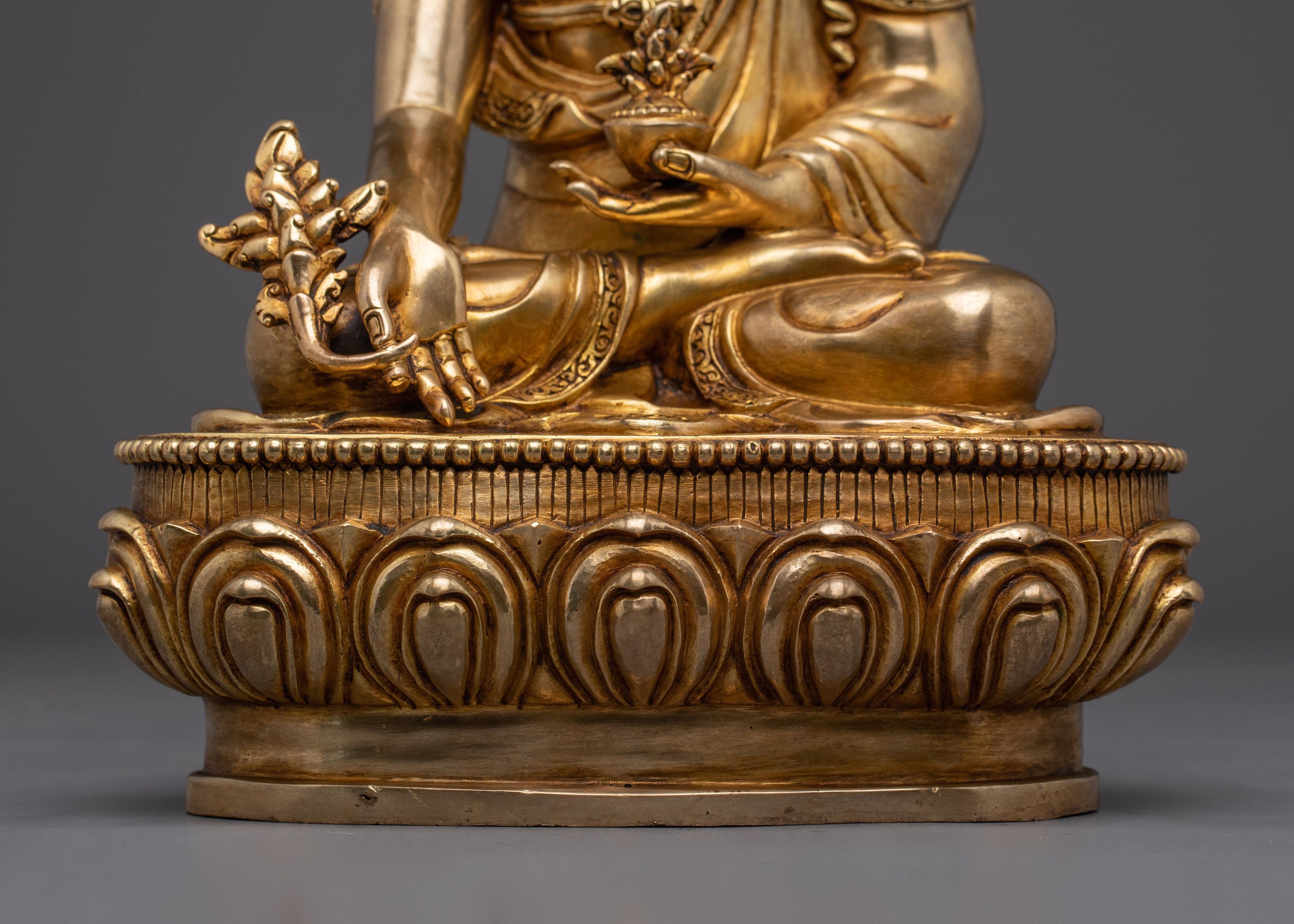 Sacred Medicine Buddha Sculpture for Altar | Copper Deity and Spiritual Healing Spaces