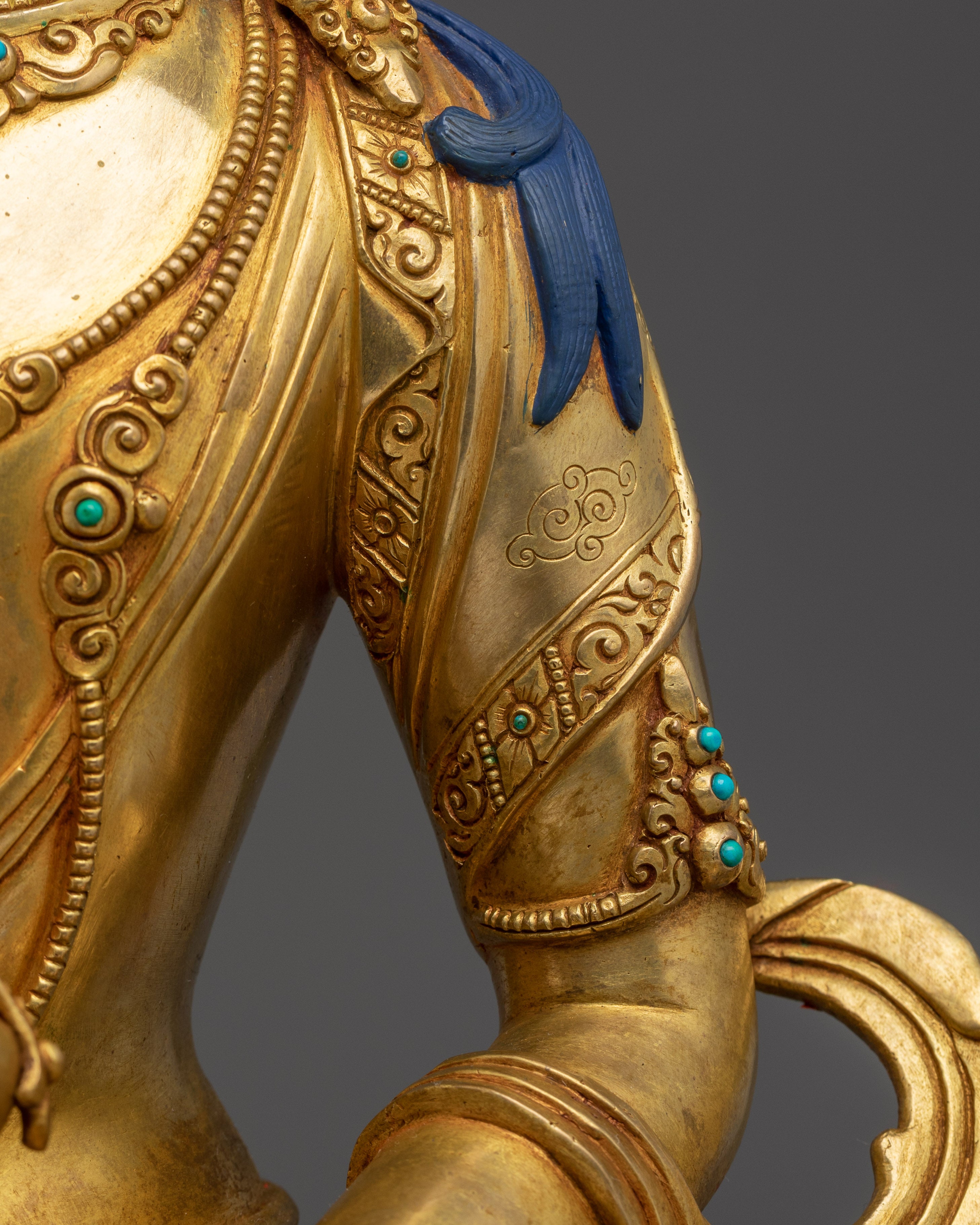 Peaceful Amitayus Golden Handmade Statue | Buddhist Spiritual Artwork