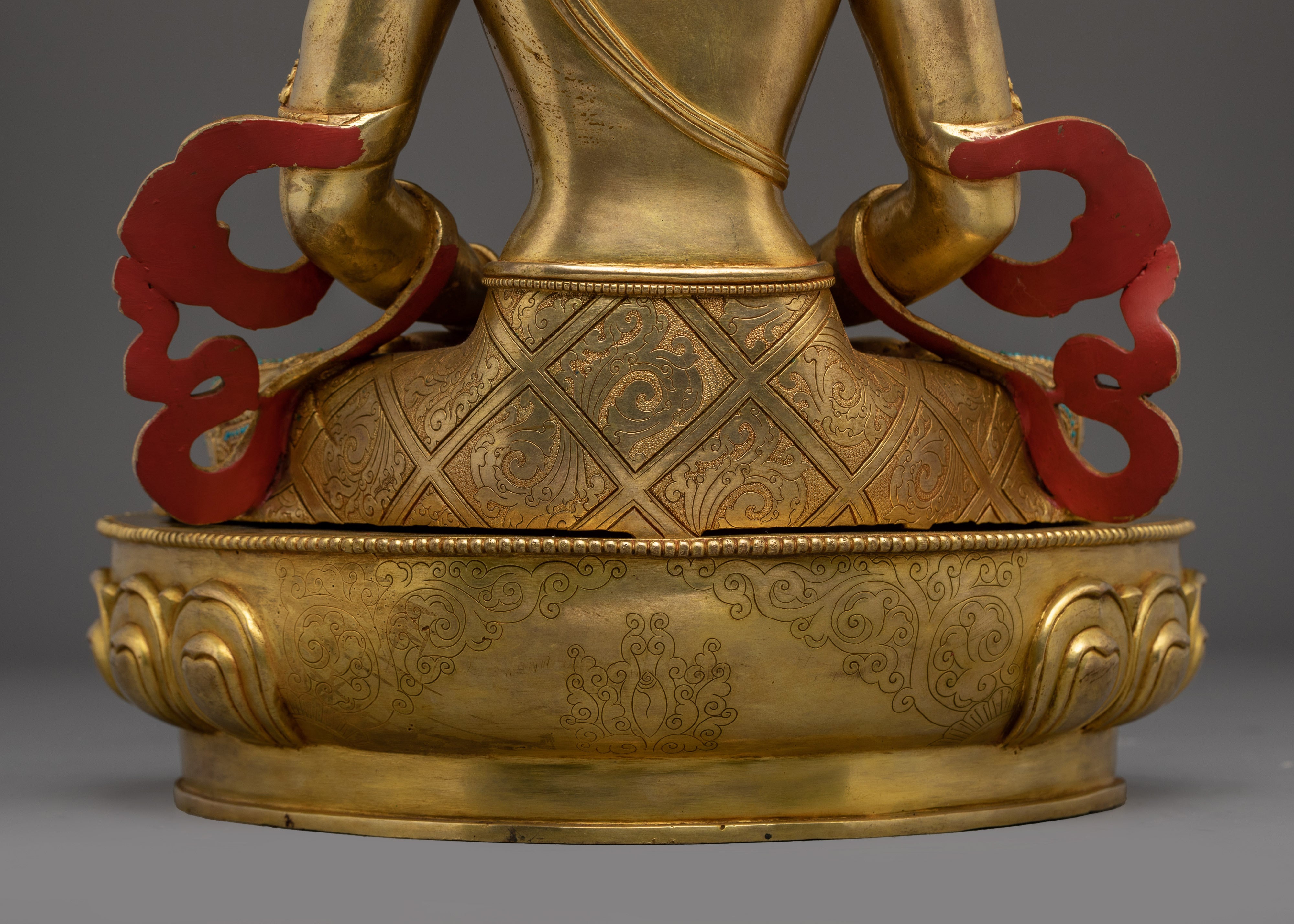 Peaceful Amitayus Golden Handmade Statue | Buddhist Spiritual Artwork