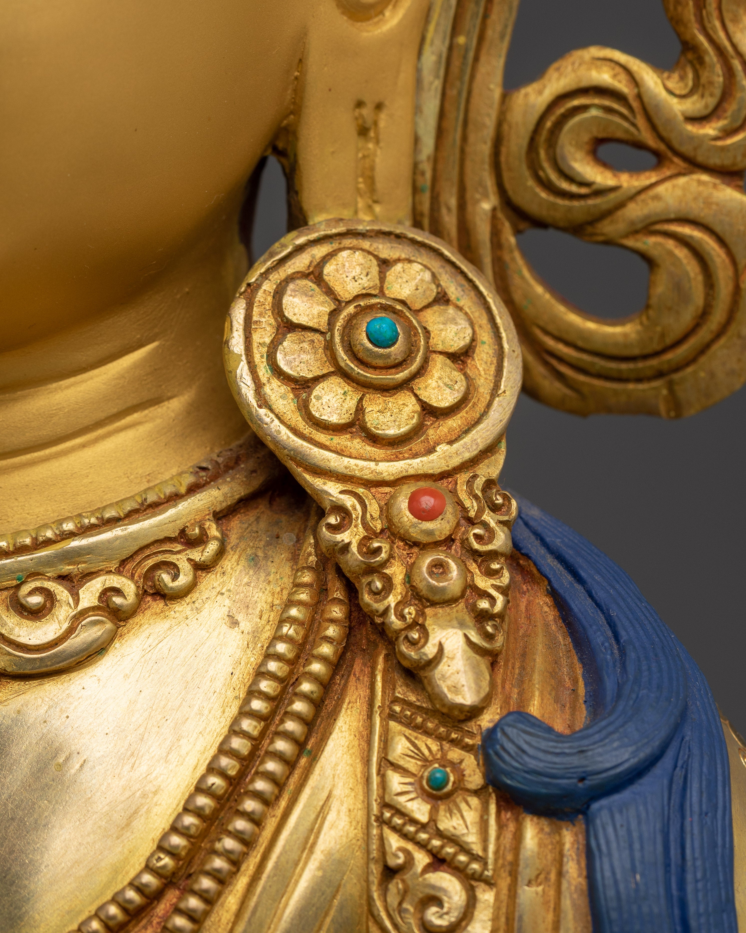 Peaceful Amitayus Golden Handmade Statue | Buddhist Spiritual Artwork