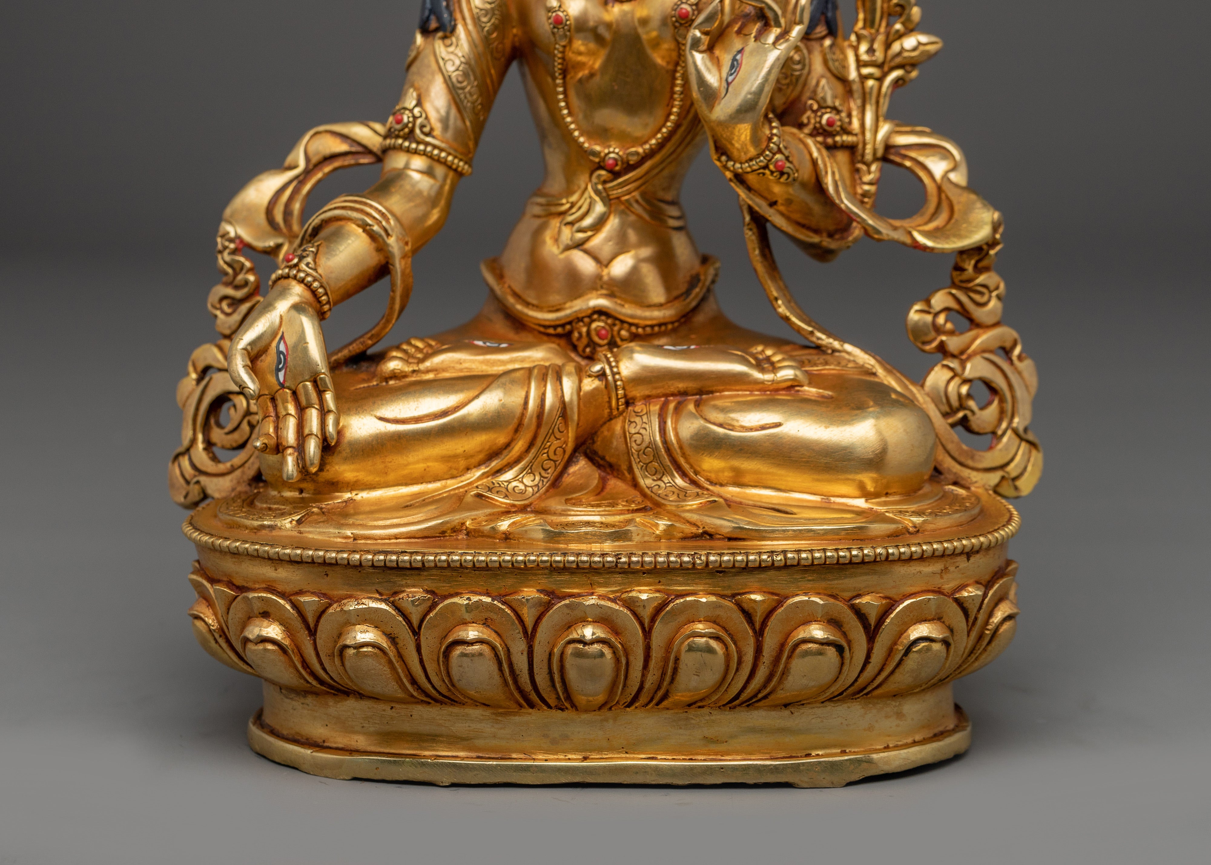 Golden White Tara Sacred Buddhist Artwork | Divine Protector and Spiritual Guide