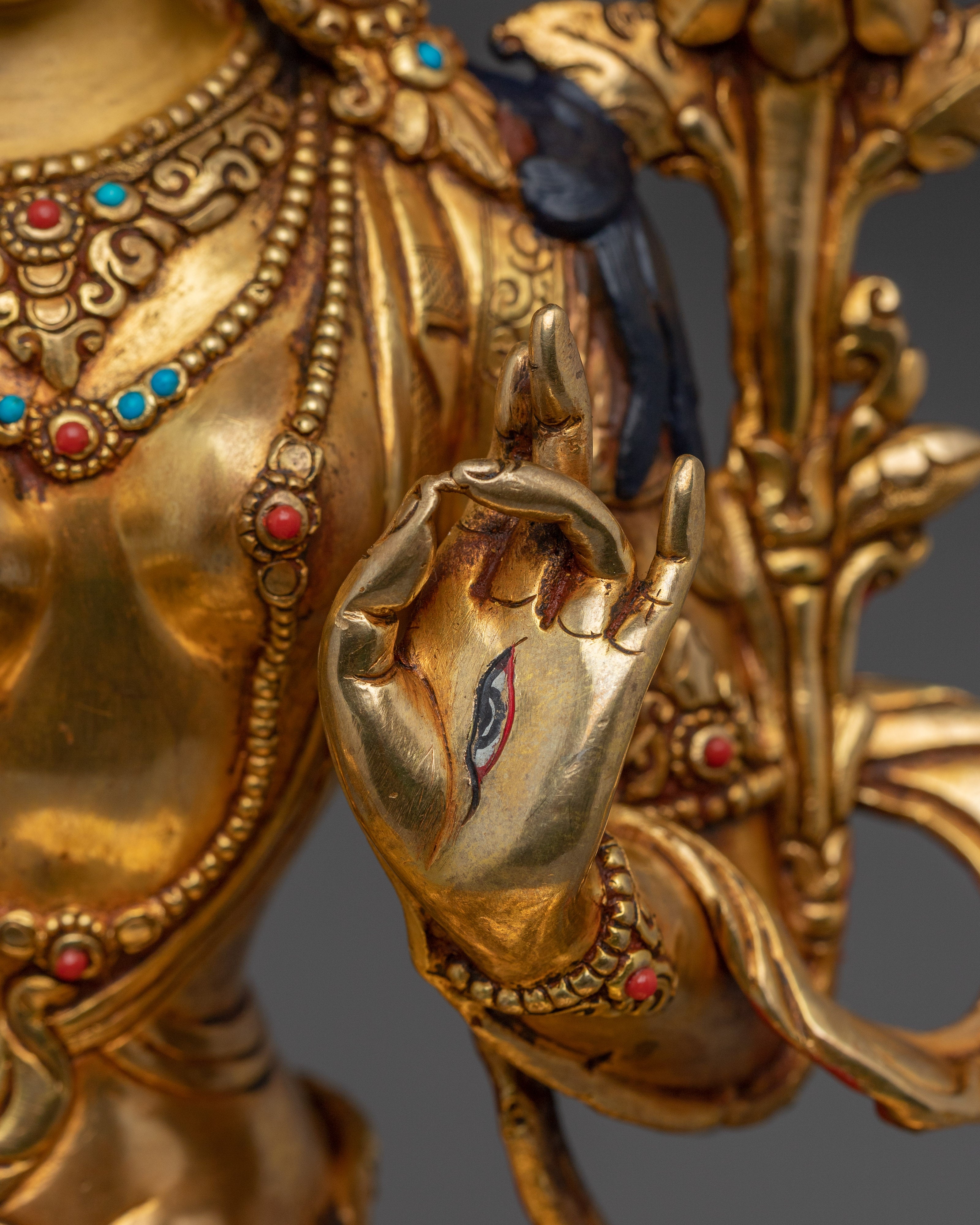 Golden White Tara Sacred Buddhist Artwork | Divine Protector and Spiritual Guide