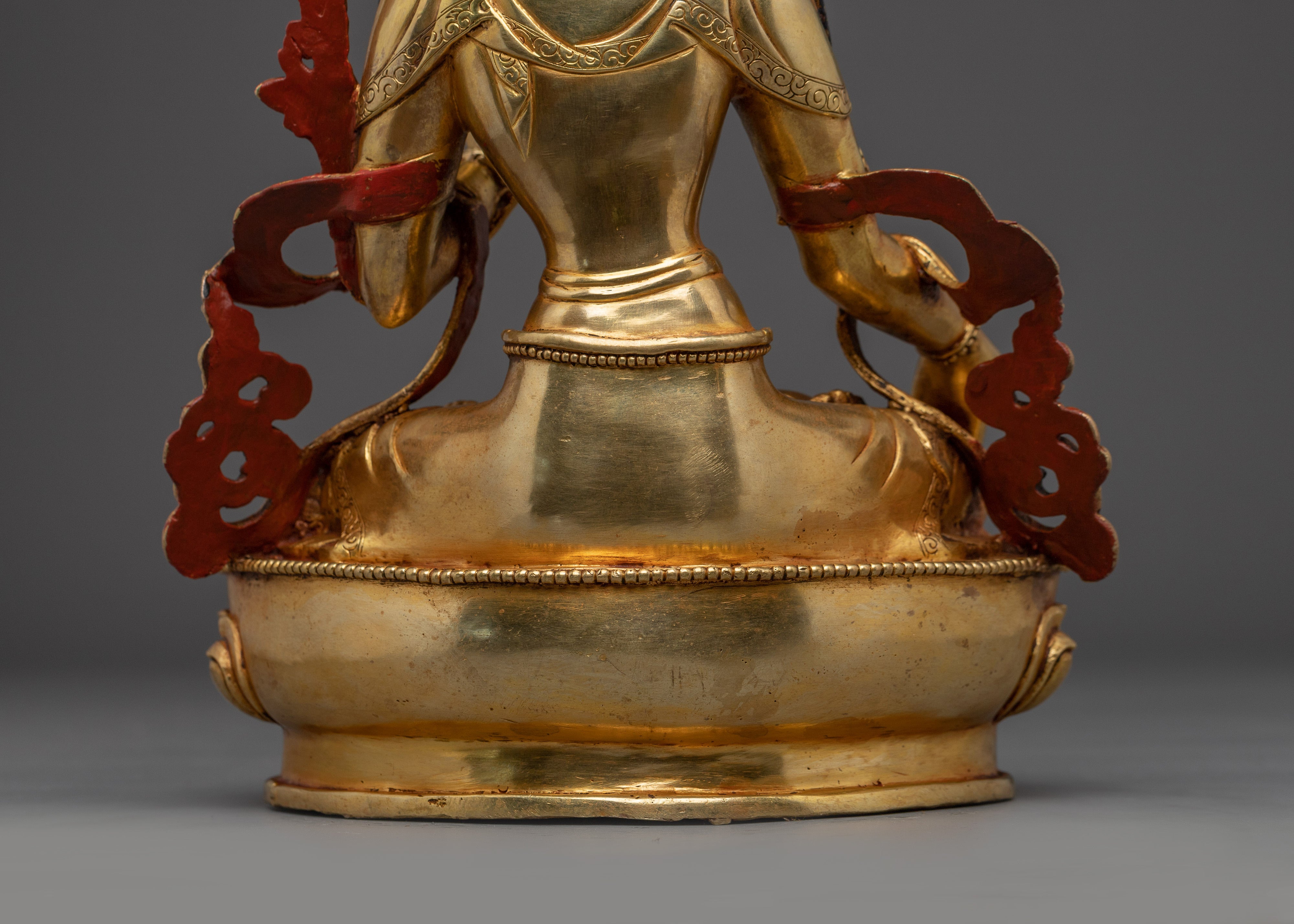 Golden White Tara Sacred Buddhist Artwork | Divine Protector and Spiritual Guide