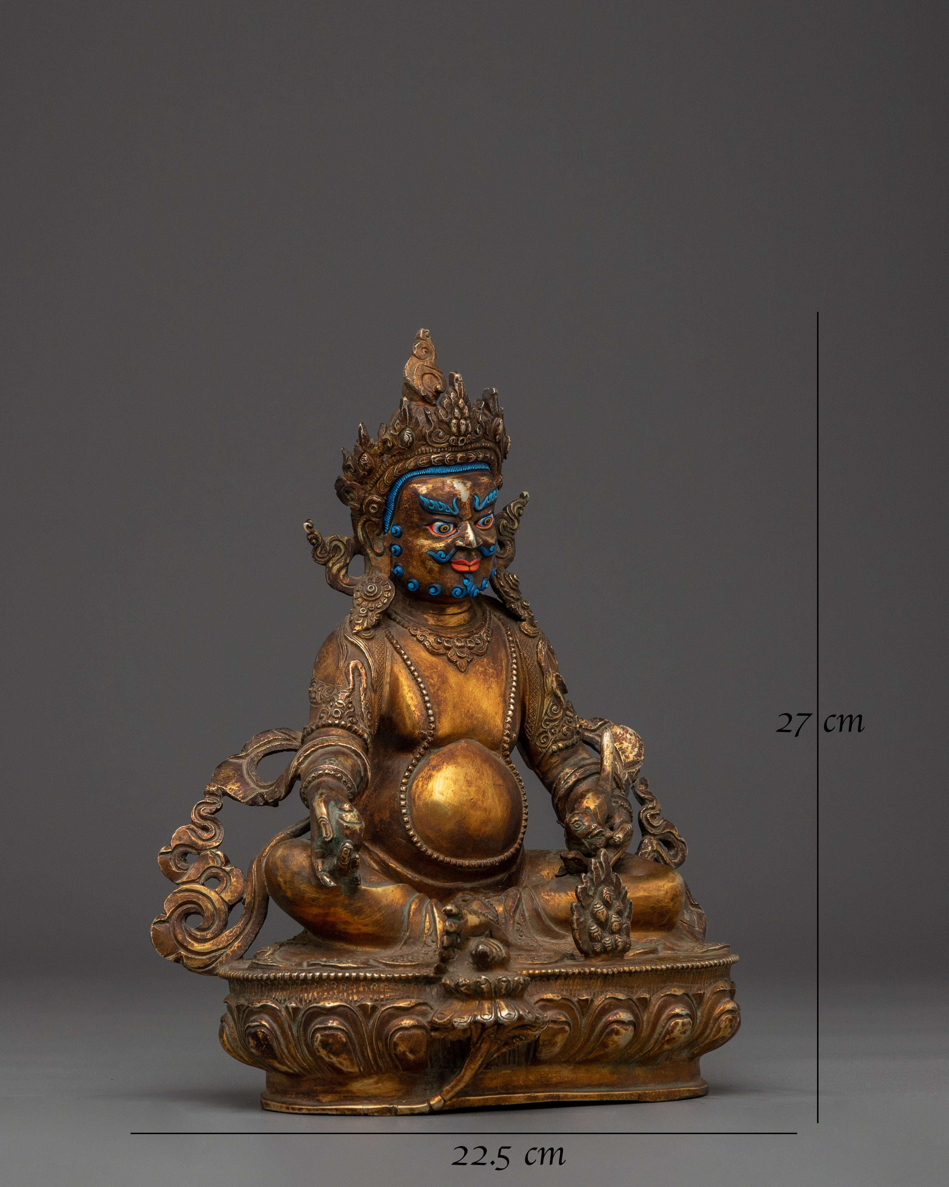 Dzambhala Copper Statue with Acrylic Detailing