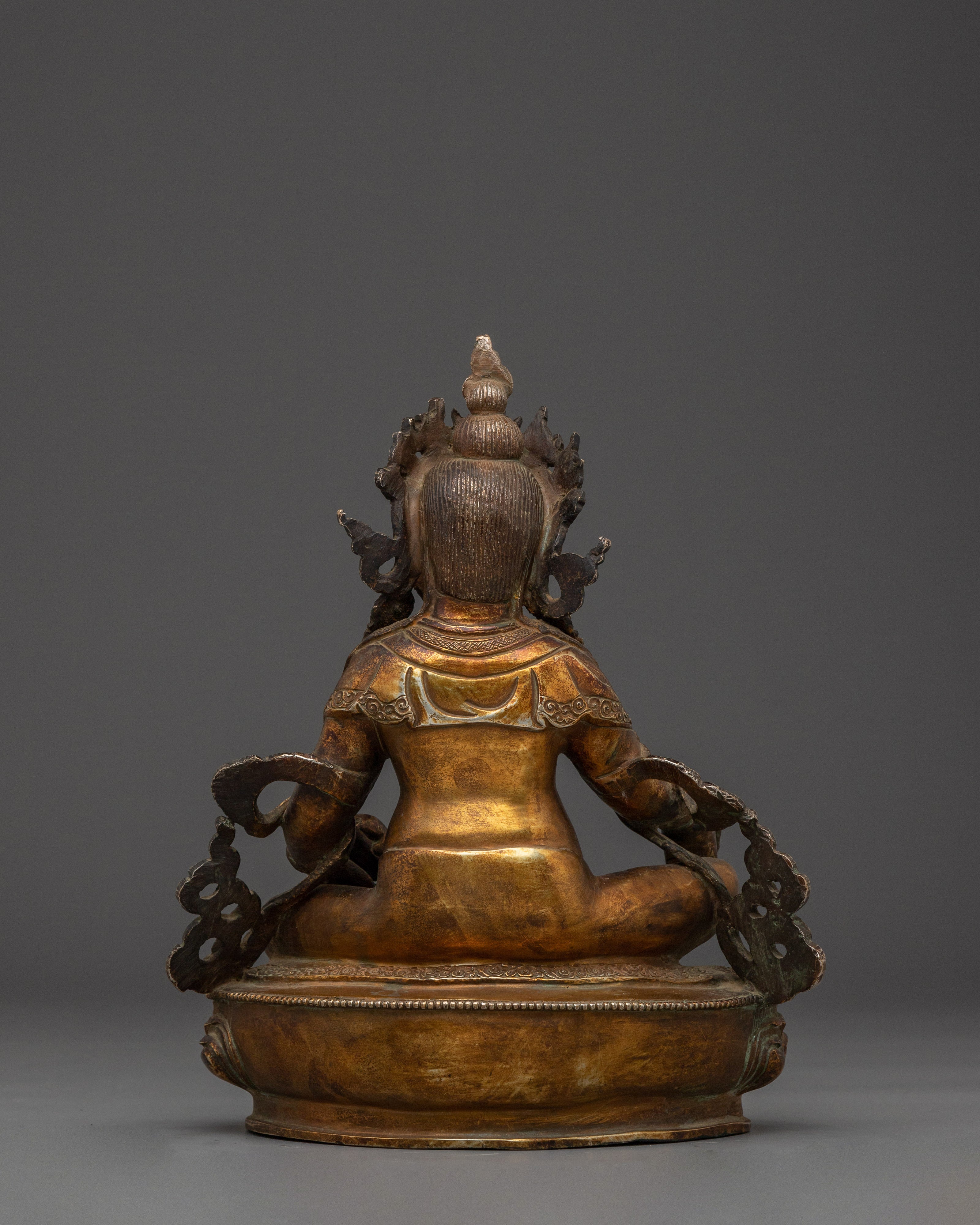 Dzambhala Copper Statue with Acrylic Detailing | Prosperity God Shrine & Home Decor