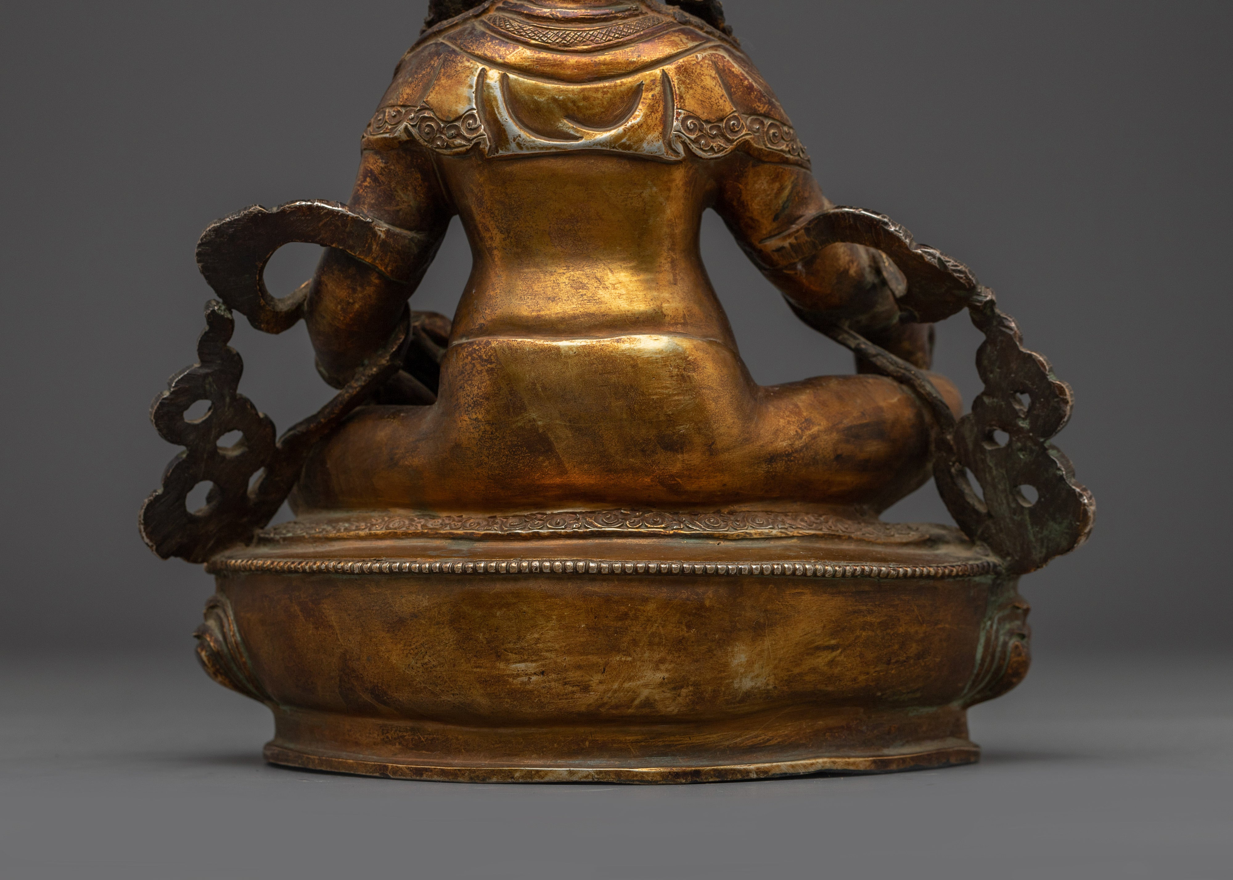 Dzambhala Copper Statue with Acrylic Detailing | Prosperity God Shrine & Home Decor