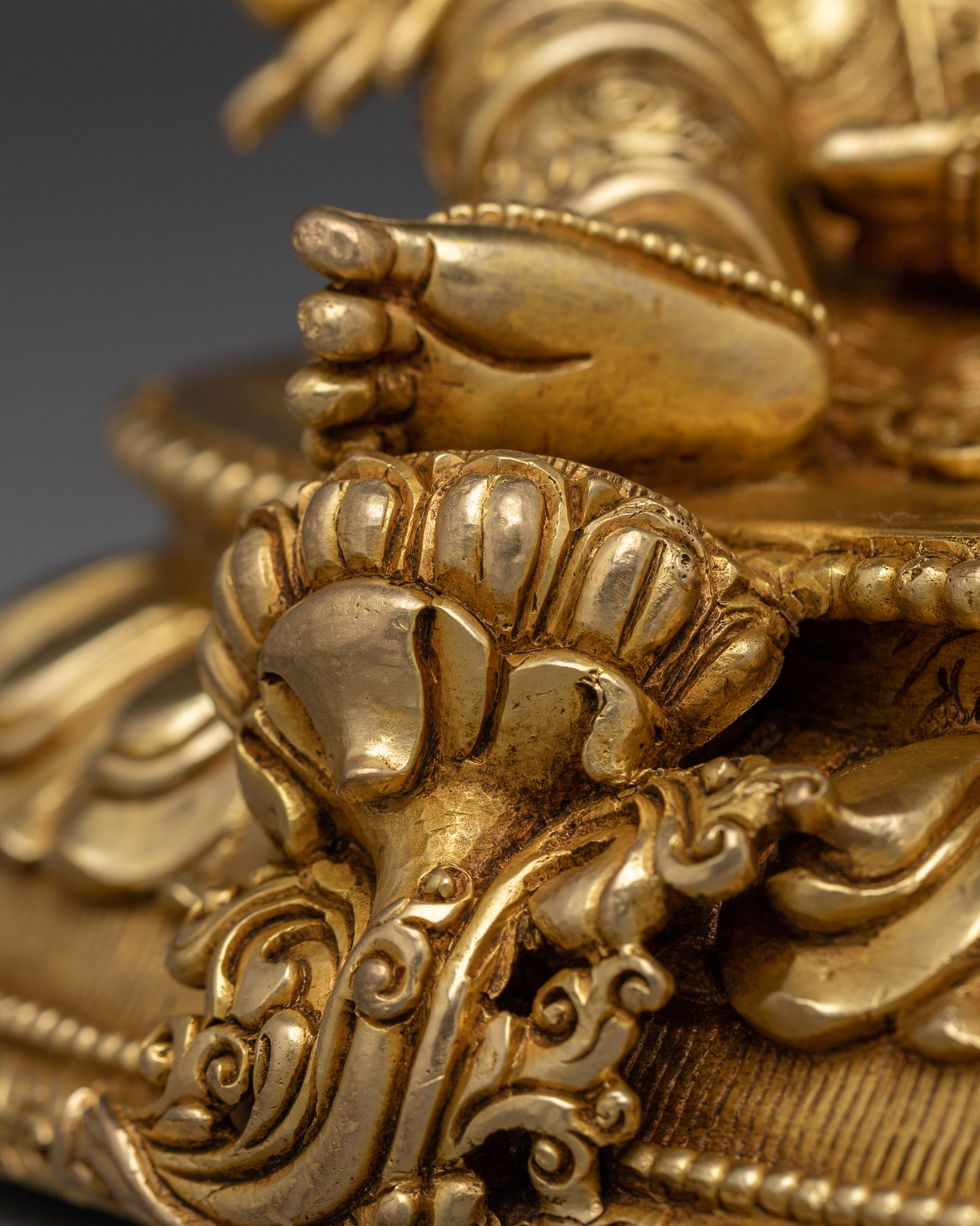 Gold Gilded Green Tara Copper Statue | Buddhist Goddess for Altar