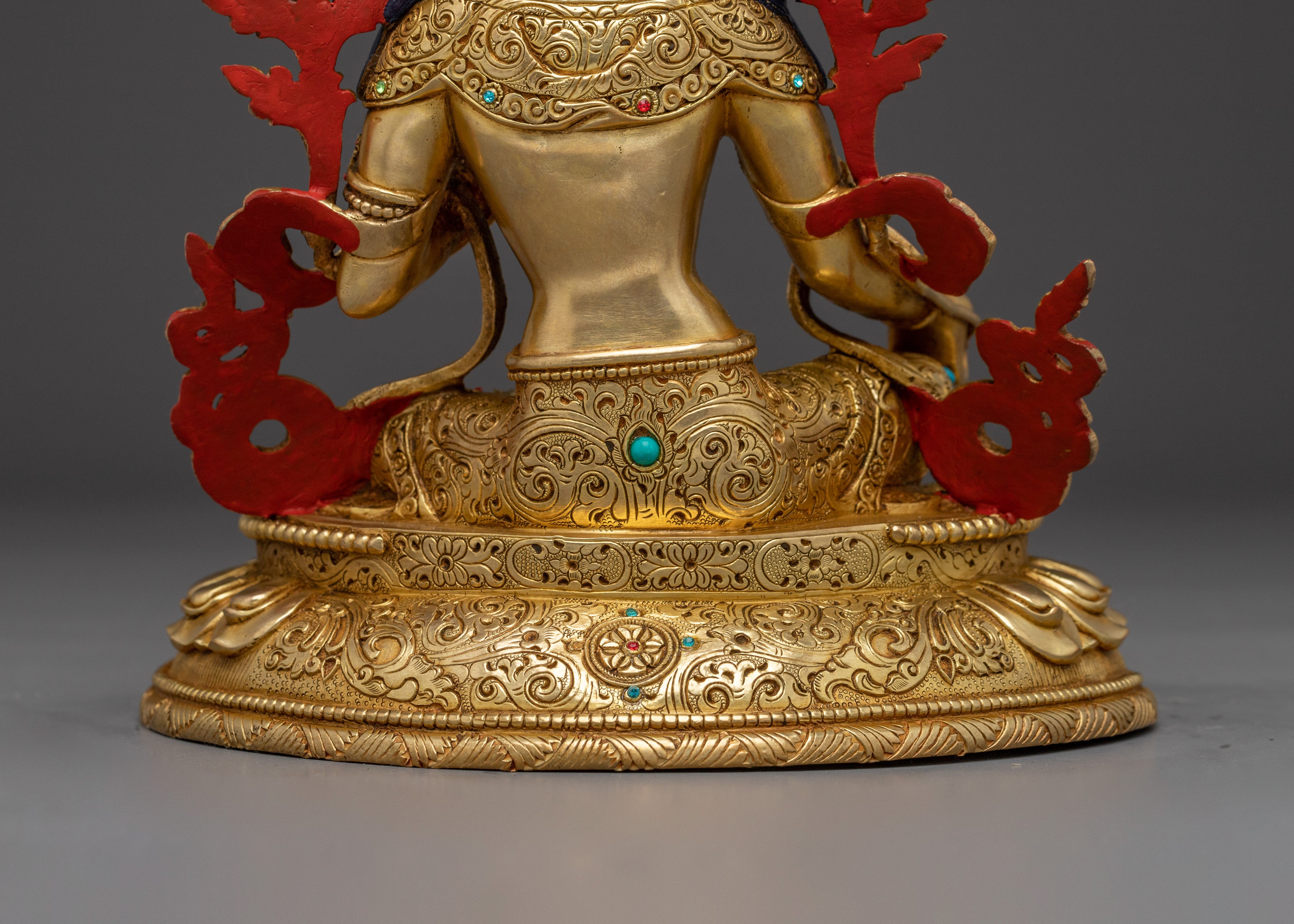 Gold Gilded Green Tara Copper Statue | Buddhist Goddess for Altar