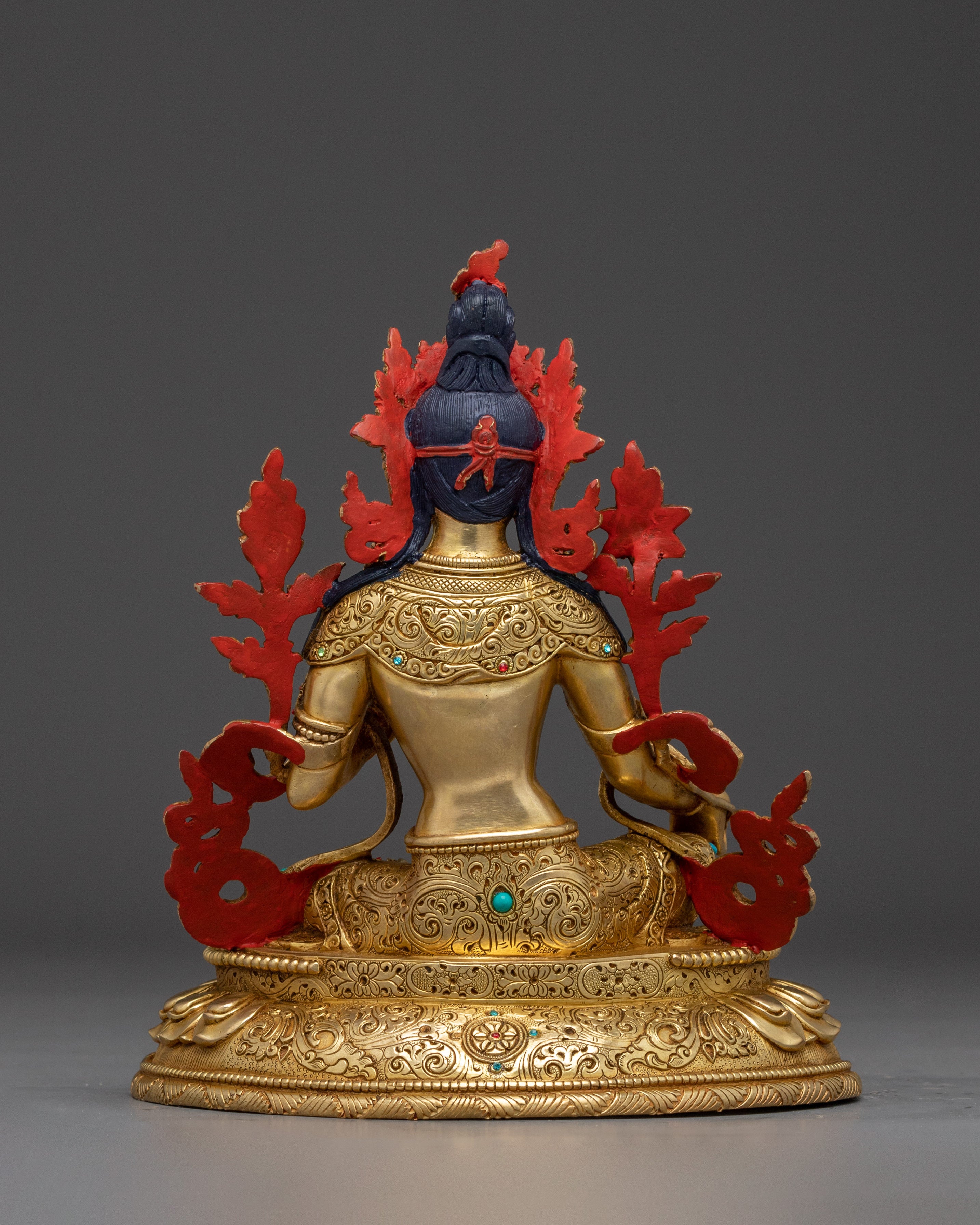 Gold Gilded Green Tara Copper Statue | Buddhist Goddess for Altar