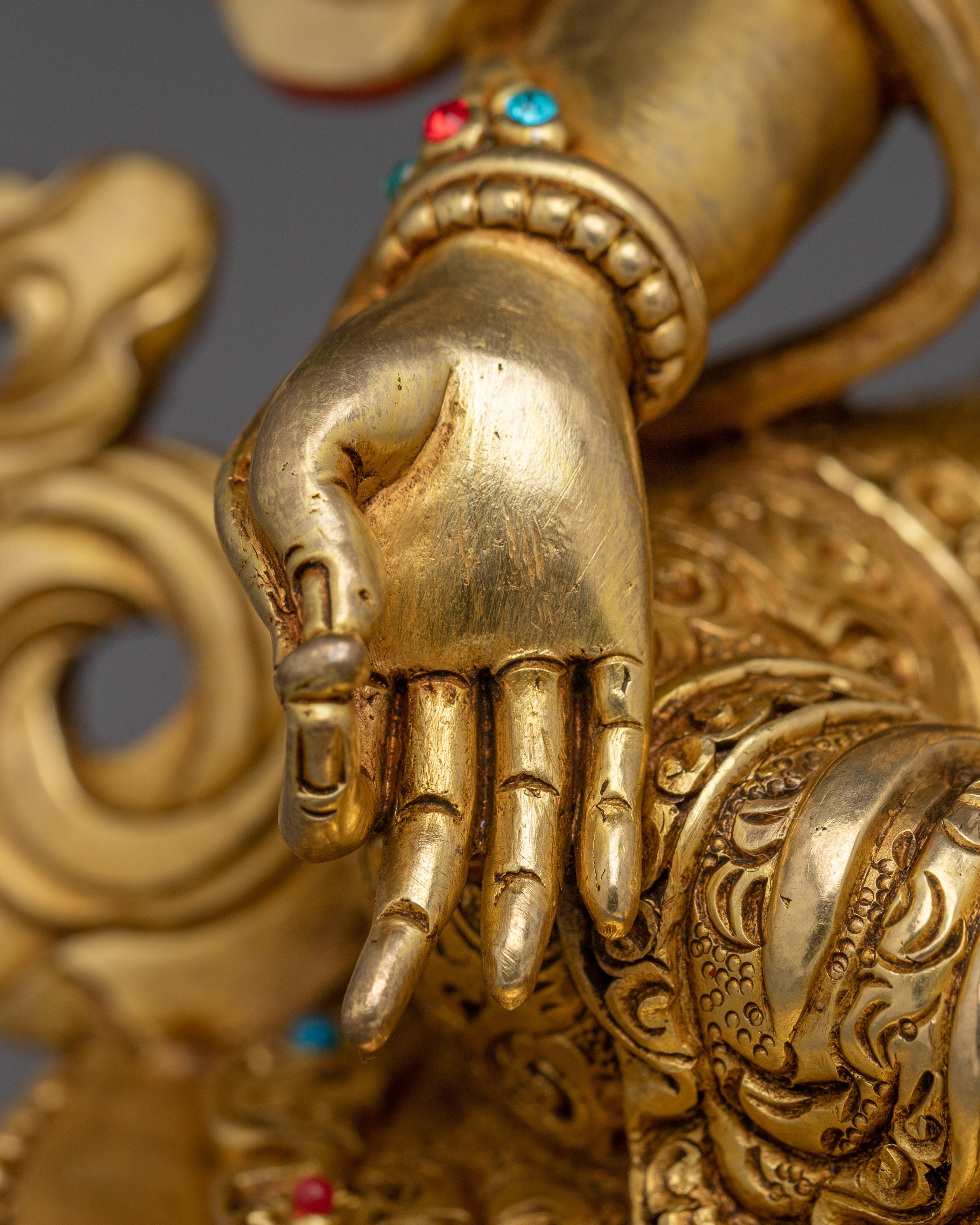 Gold Gilded Green Tara Copper Statue | Buddhist Goddess for Altar