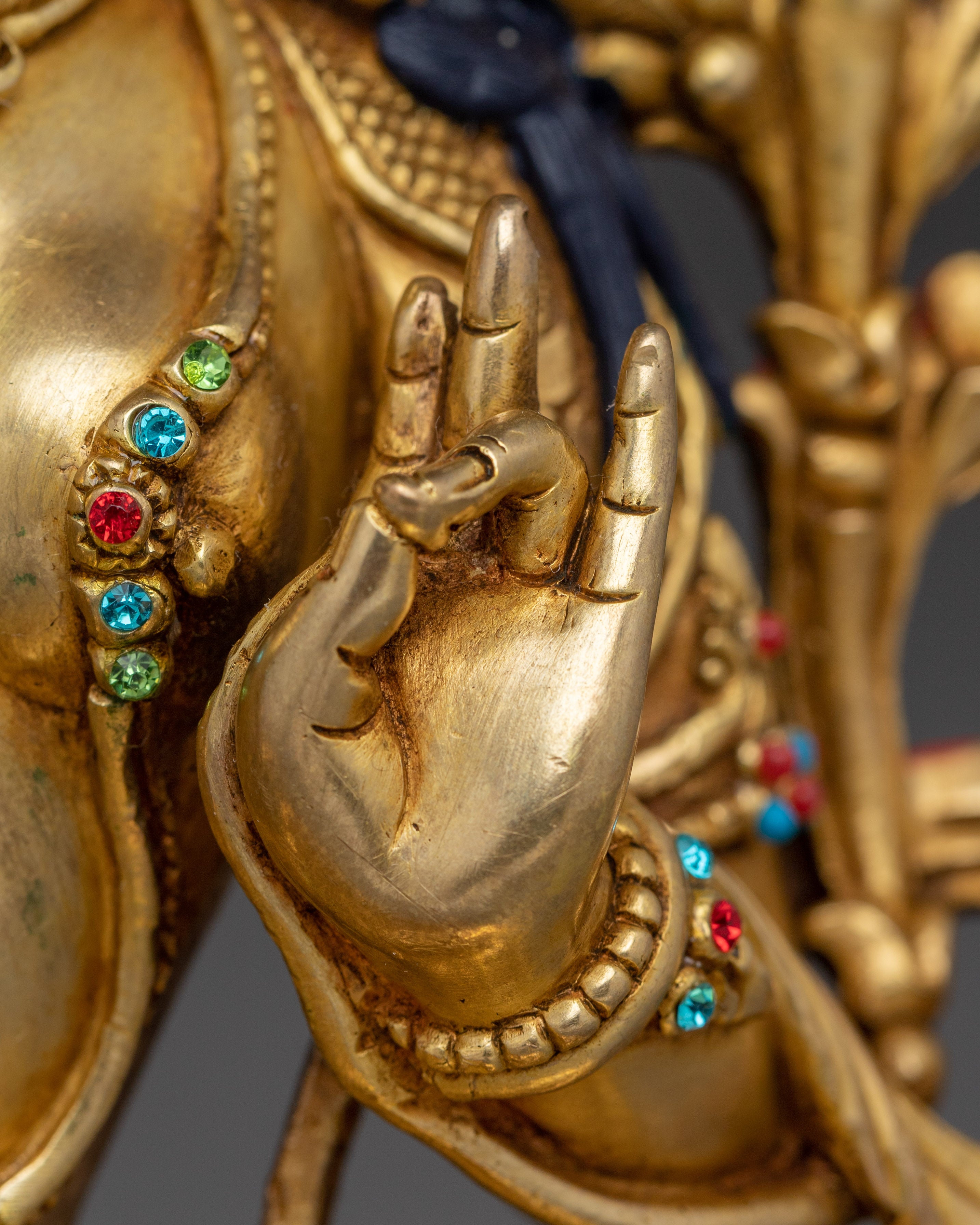 Gold Gilded Green Tara Copper Statue | Buddhist Goddess for Altar