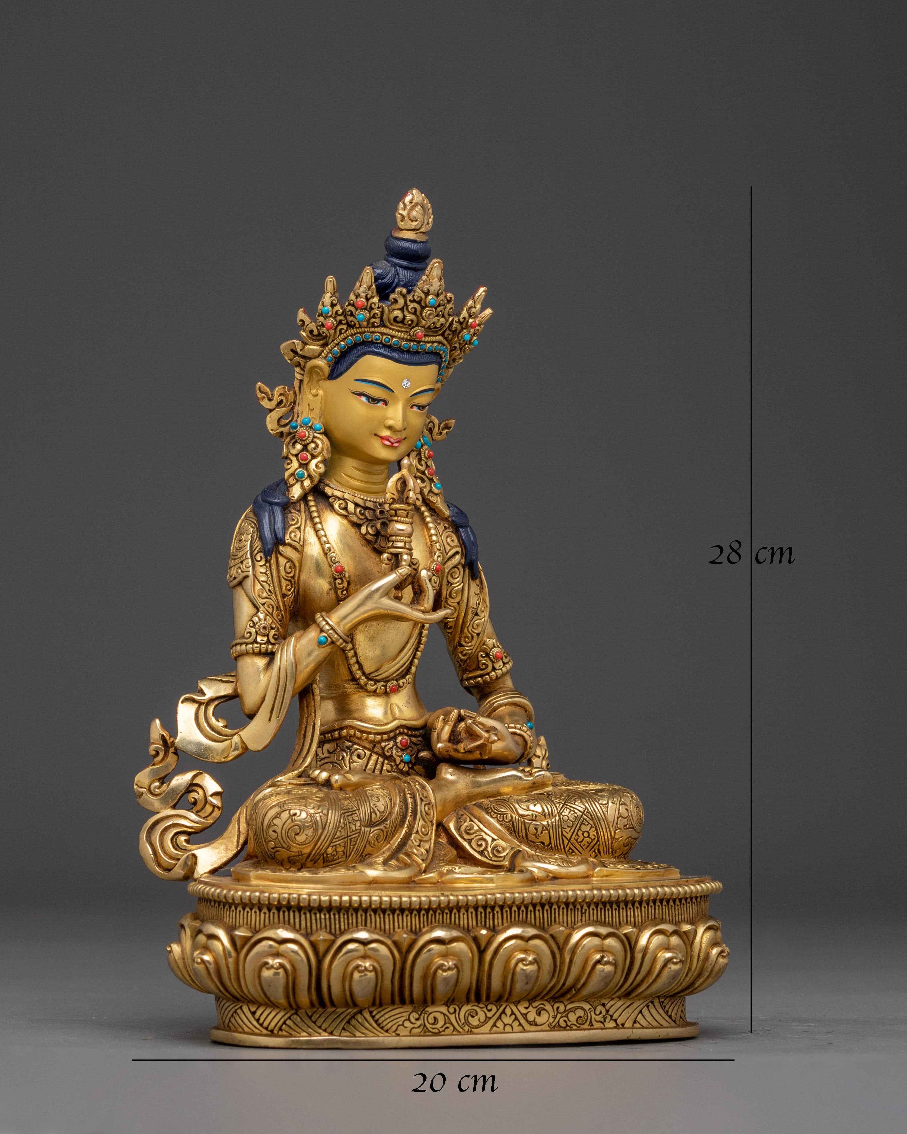 Vajrasattva Statue in 24K Gold Gilded & Copper