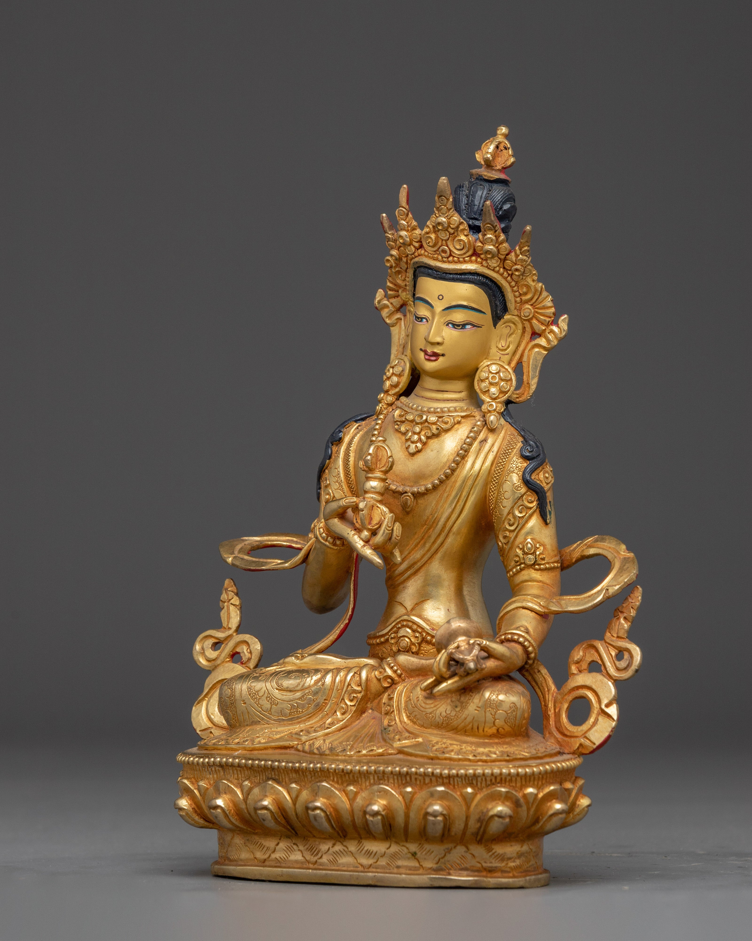 Elegant Vajrasattva Gold and Copper Statue | Symbol of Cleansing & Spiritual Enlightenment