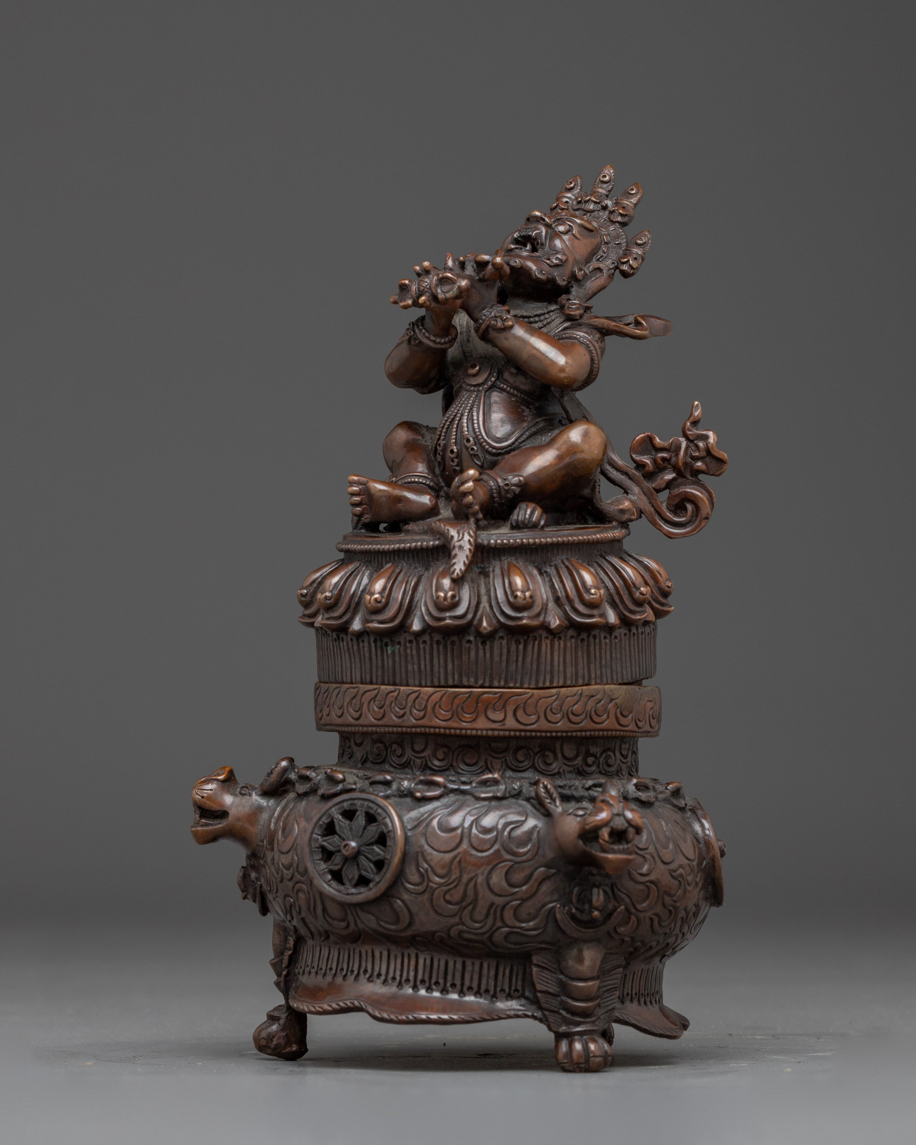 Vajradhaka statue in oxidized copper | Buddhist Protector for Purification Rituals