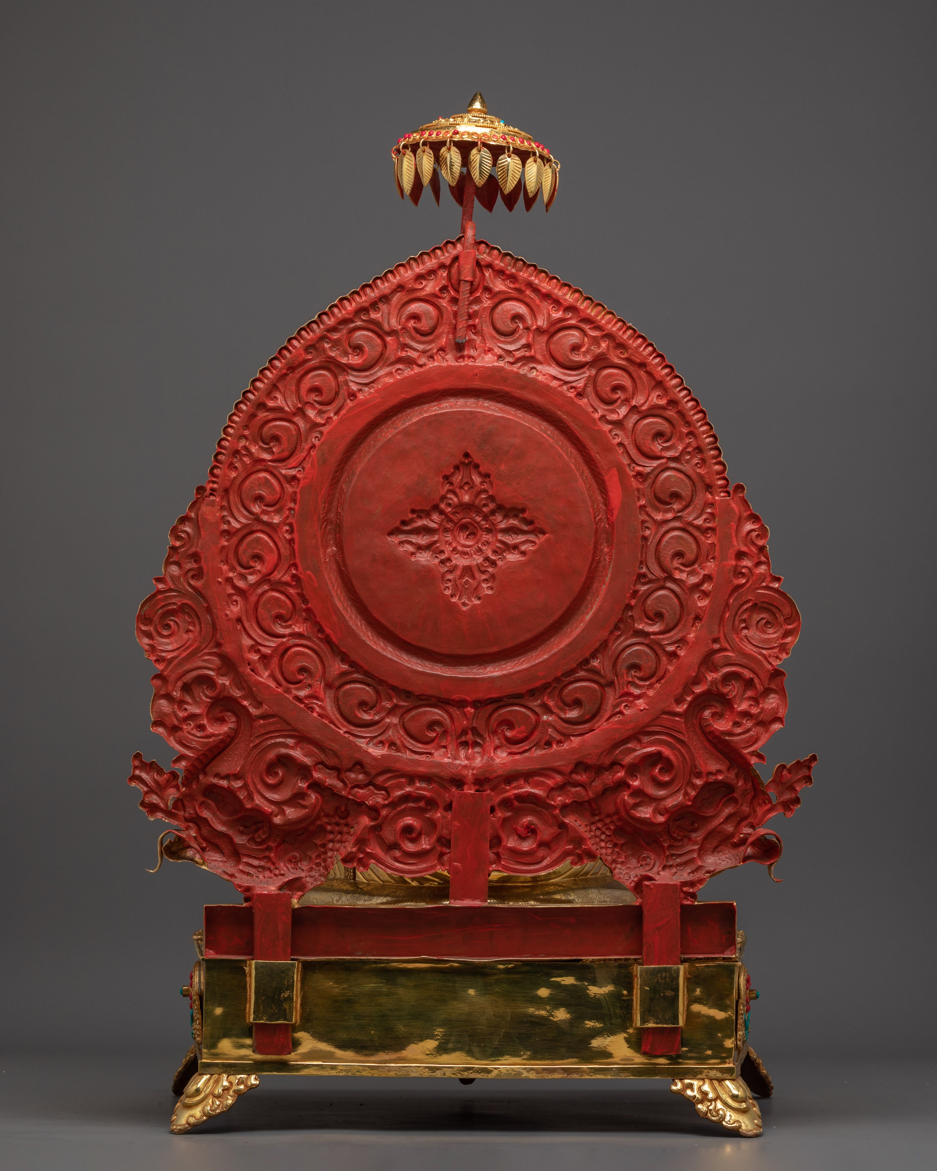 Gold Gilded Shakyamuni Buddha On Throne | Tibetan Buddhist Art