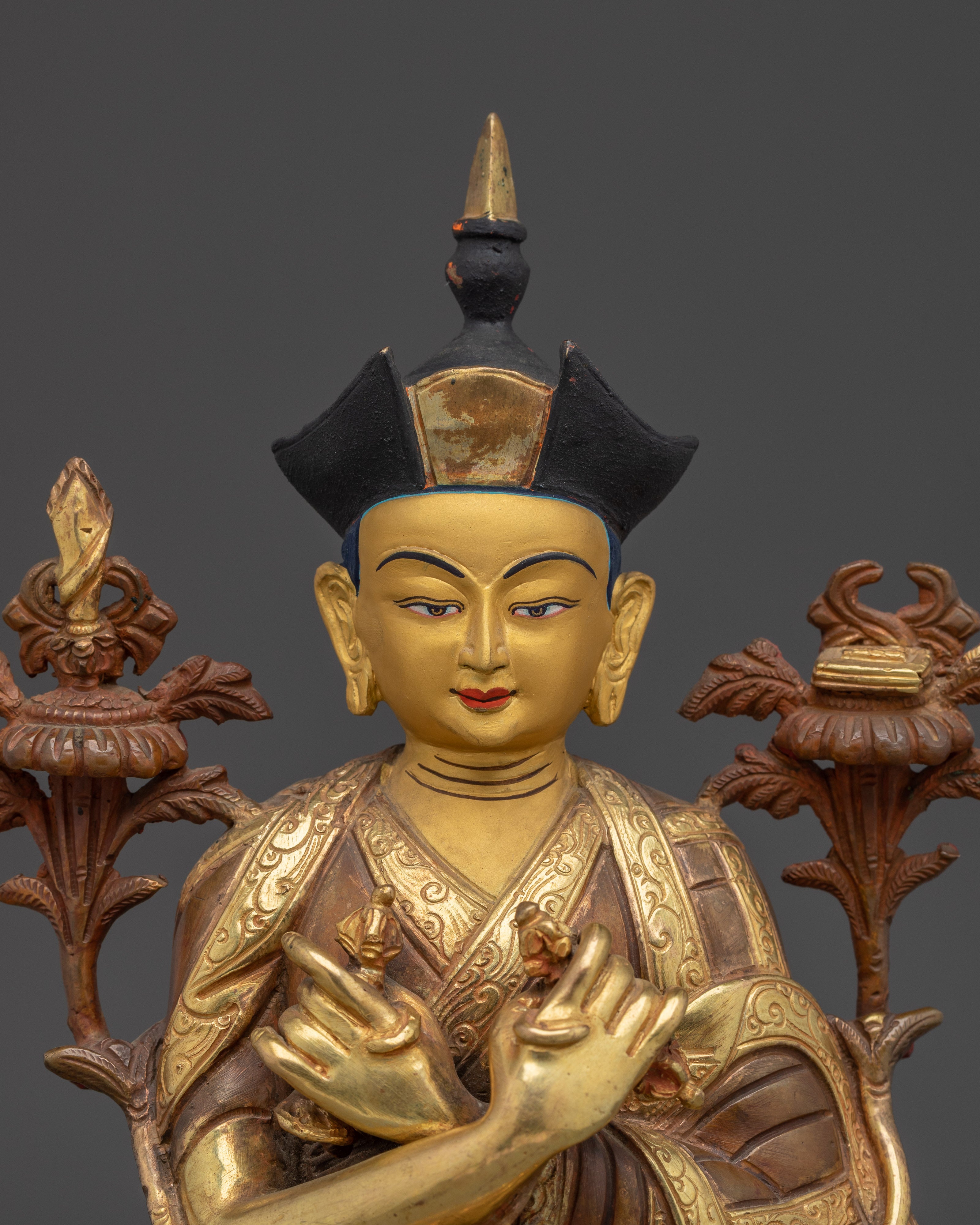 Karmapa Statue in 24K Gold Gilded Copper | Buddhist Master for Altar