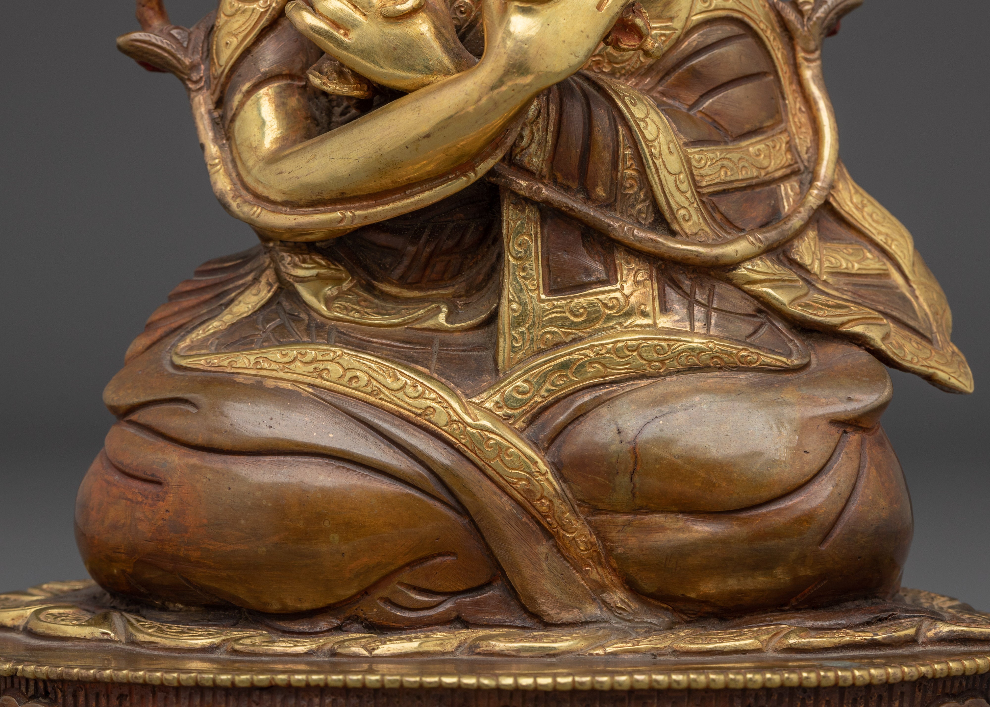 Karmapa Statue in 24K Gold Gilded Copper | Buddhist Master for Altar