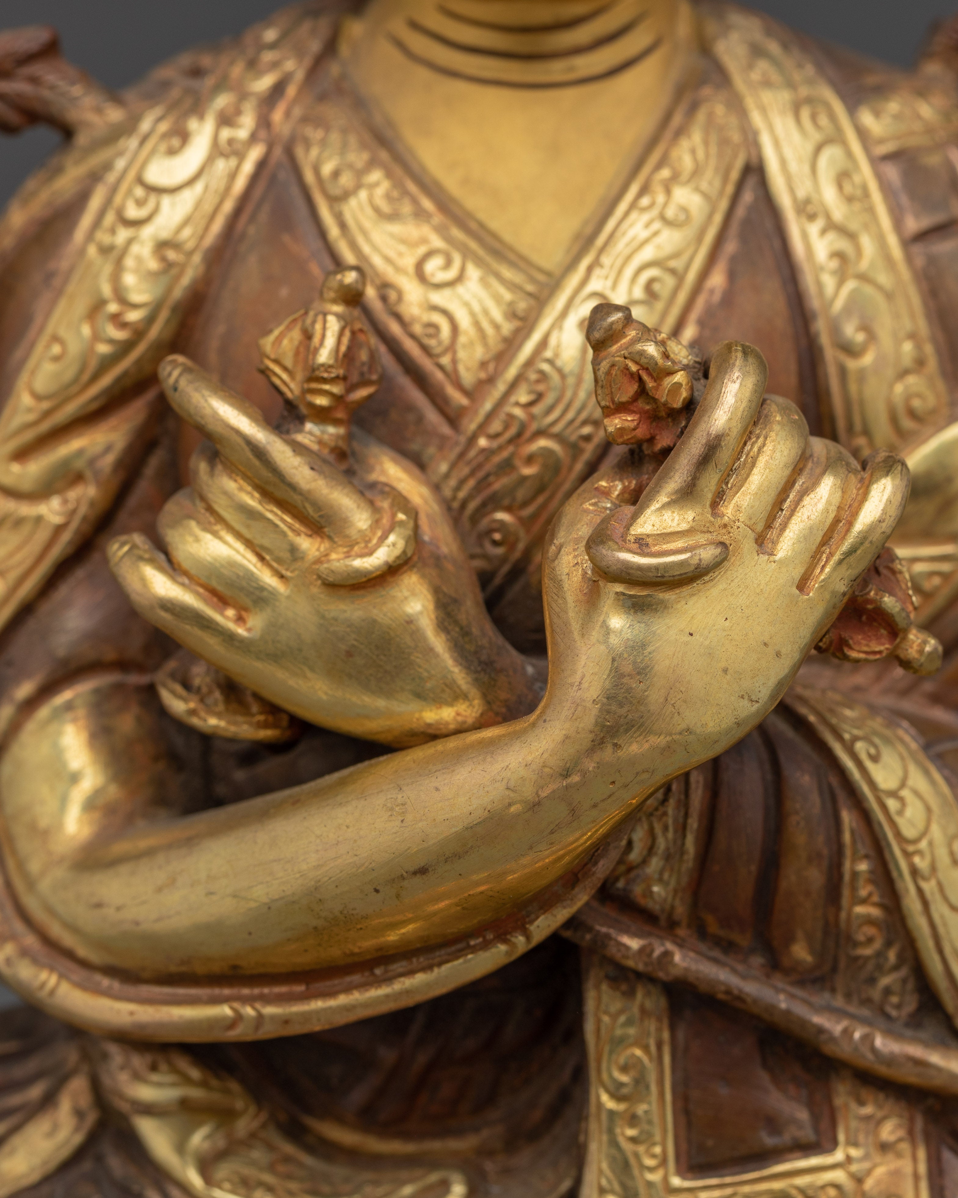 Karmapa Statue in 24K Gold Gilded Copper | Buddhist Master for Altar