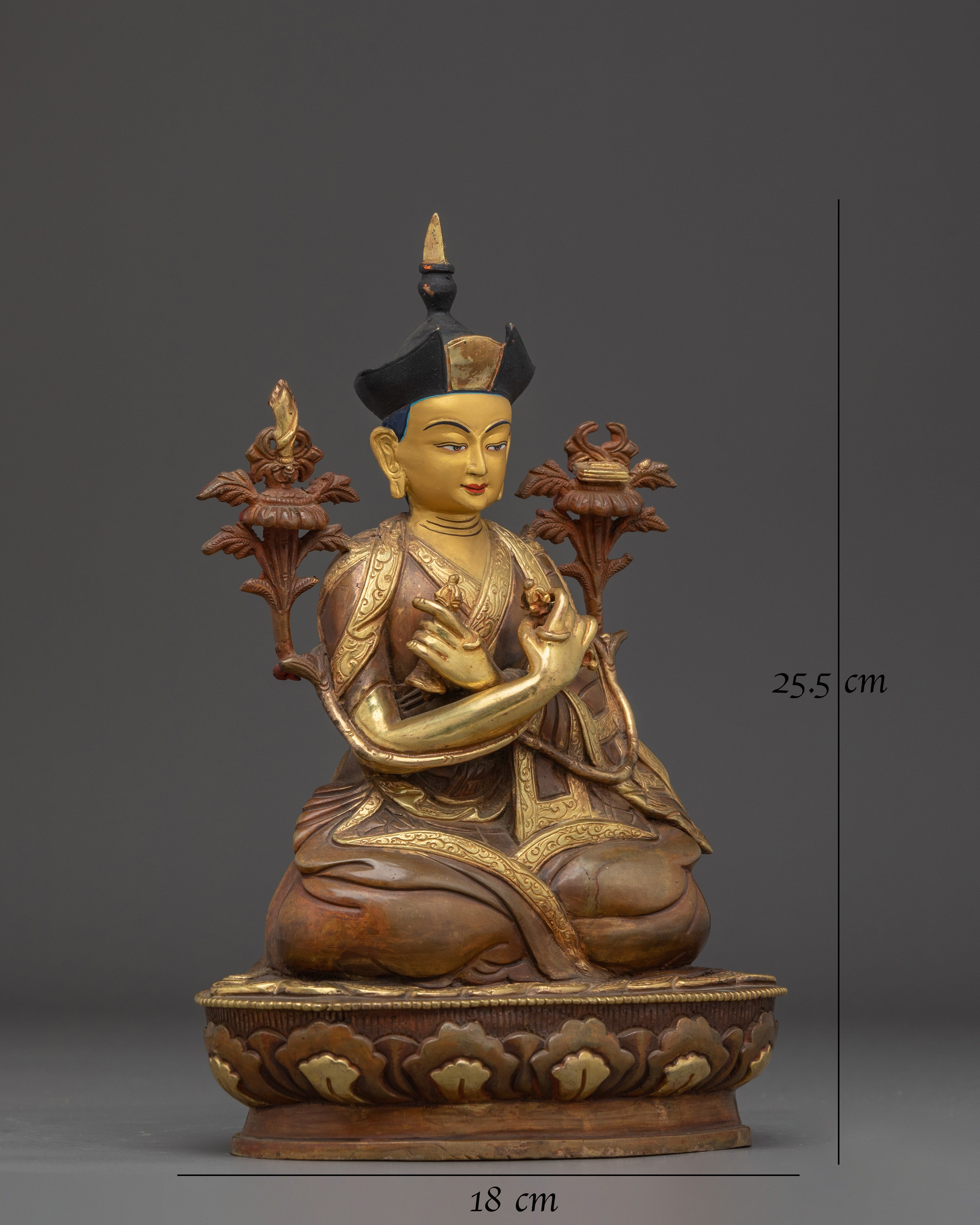 Karmapa Statue in 24K Gold Gilded Copper | Buddhist Master for Altar