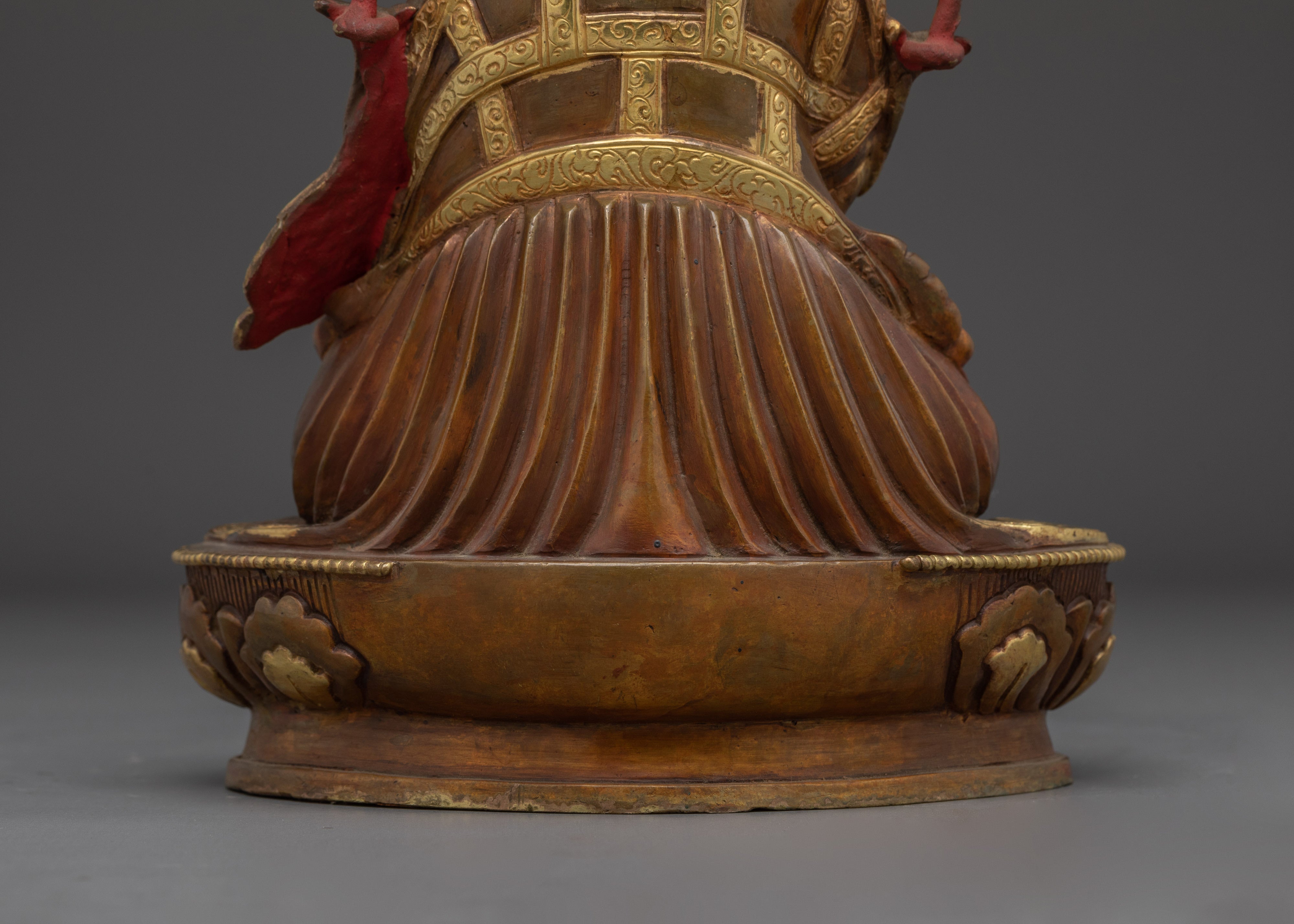 Karmapa Statue in 24K Gold Gilded Copper | Buddhist Master for Altar