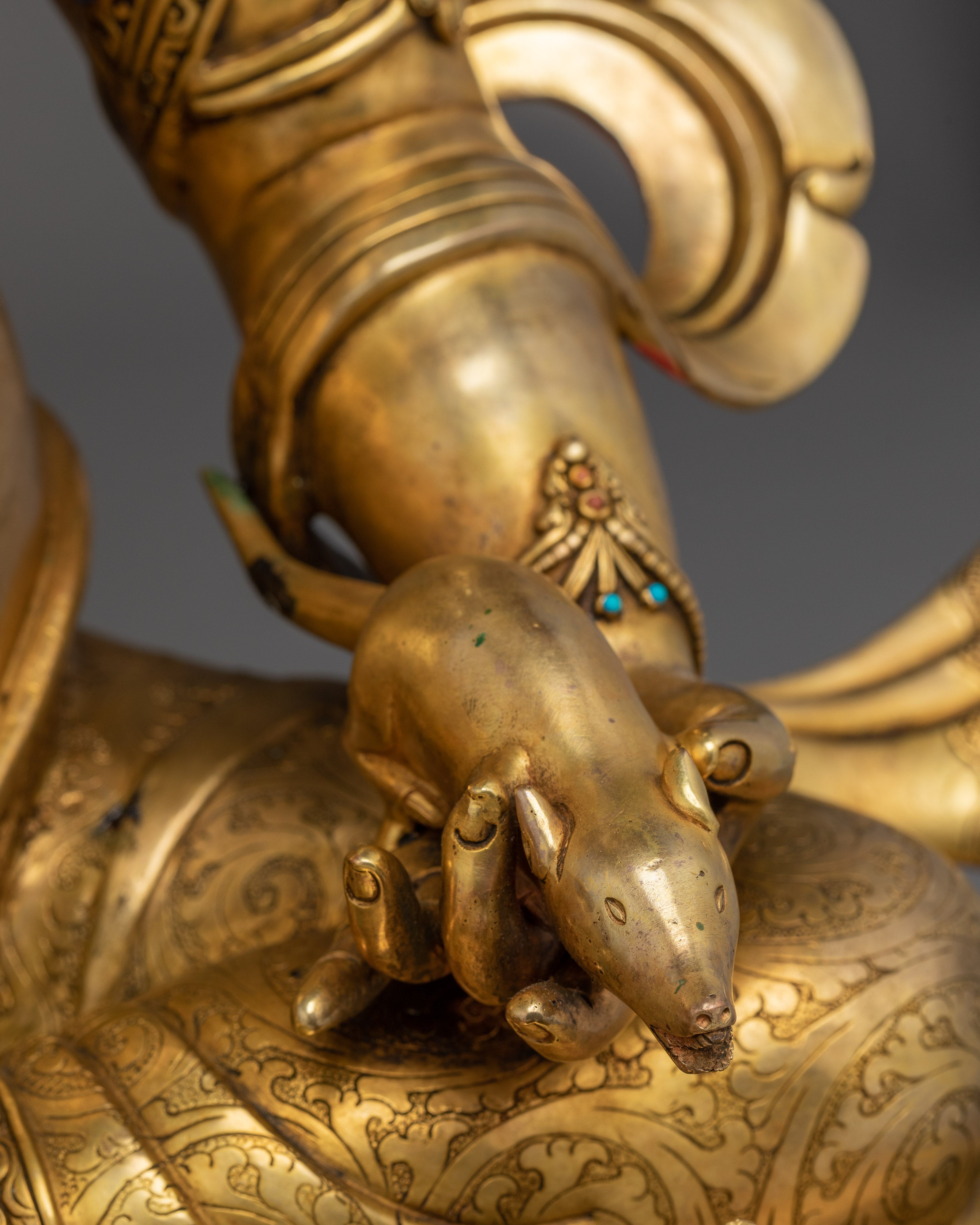 Dzambhala, Prosperity Figure | Gold Gilded Vajrayana Art