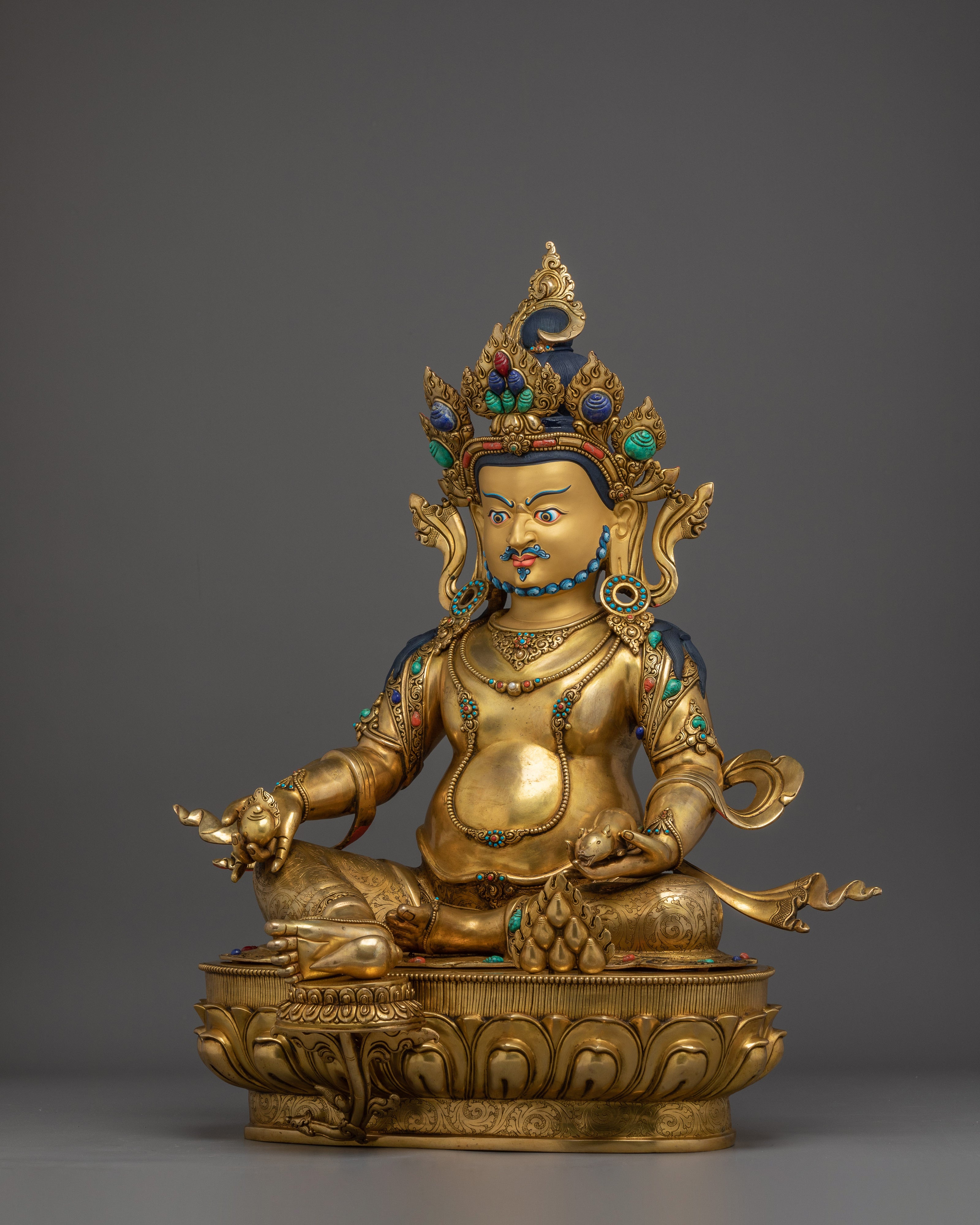 Dzambhala, Prosperity Figure | Gold Gilded Vajrayana Art