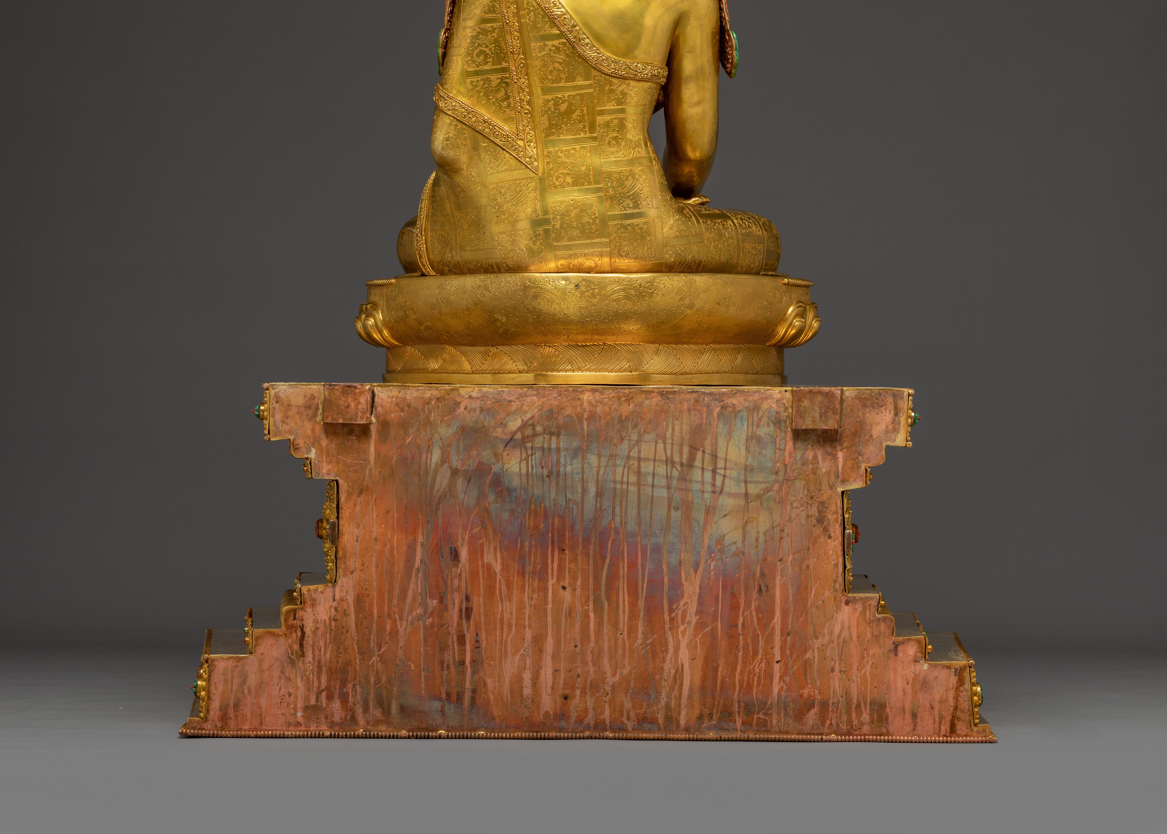 Crown shakyamuni Buddha with Throne | Handcarved Gemstones and Gold Detailing
