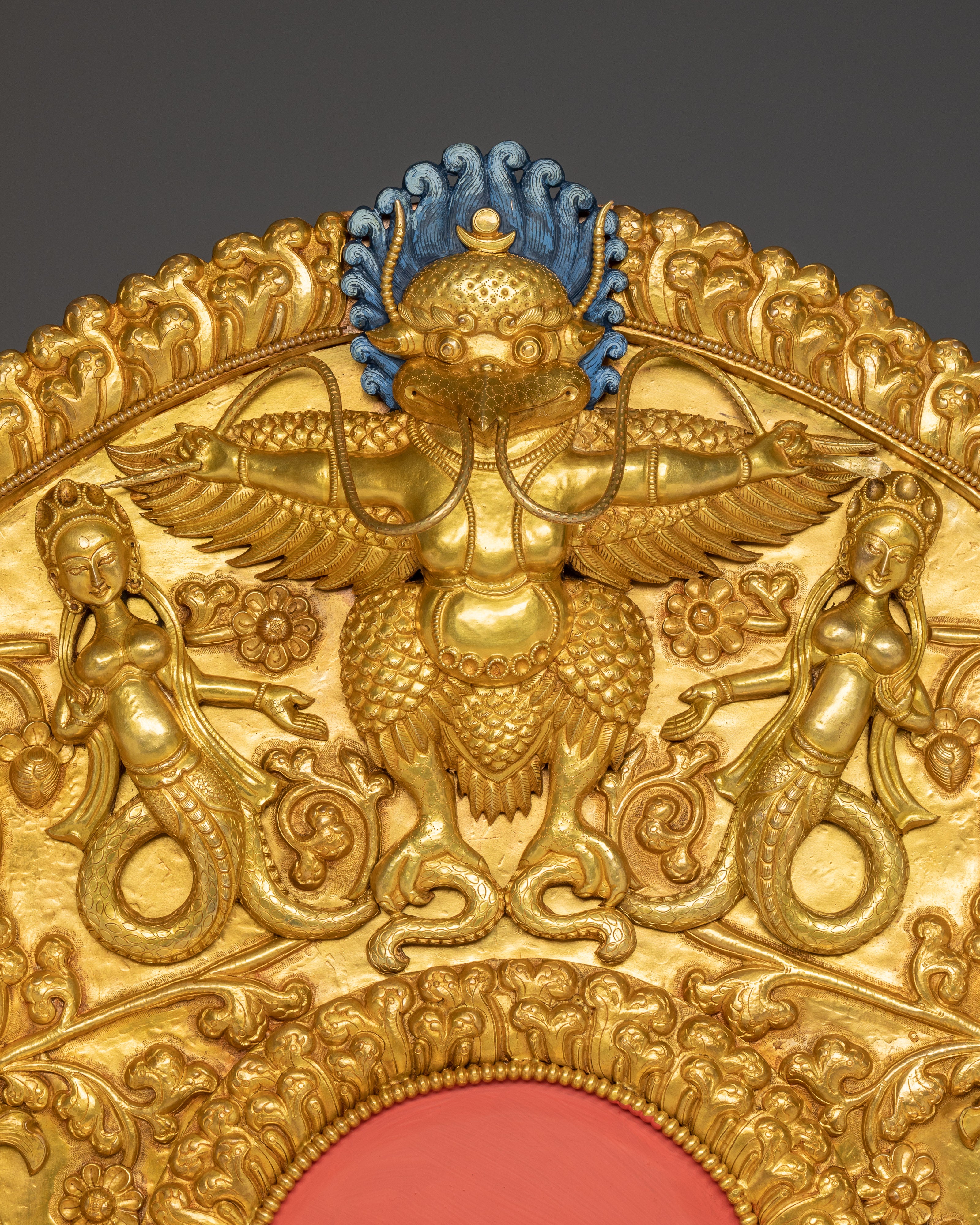 Crown shakyamuni Buddha with Throne | Handcarved Gemstones and Gold Detailing