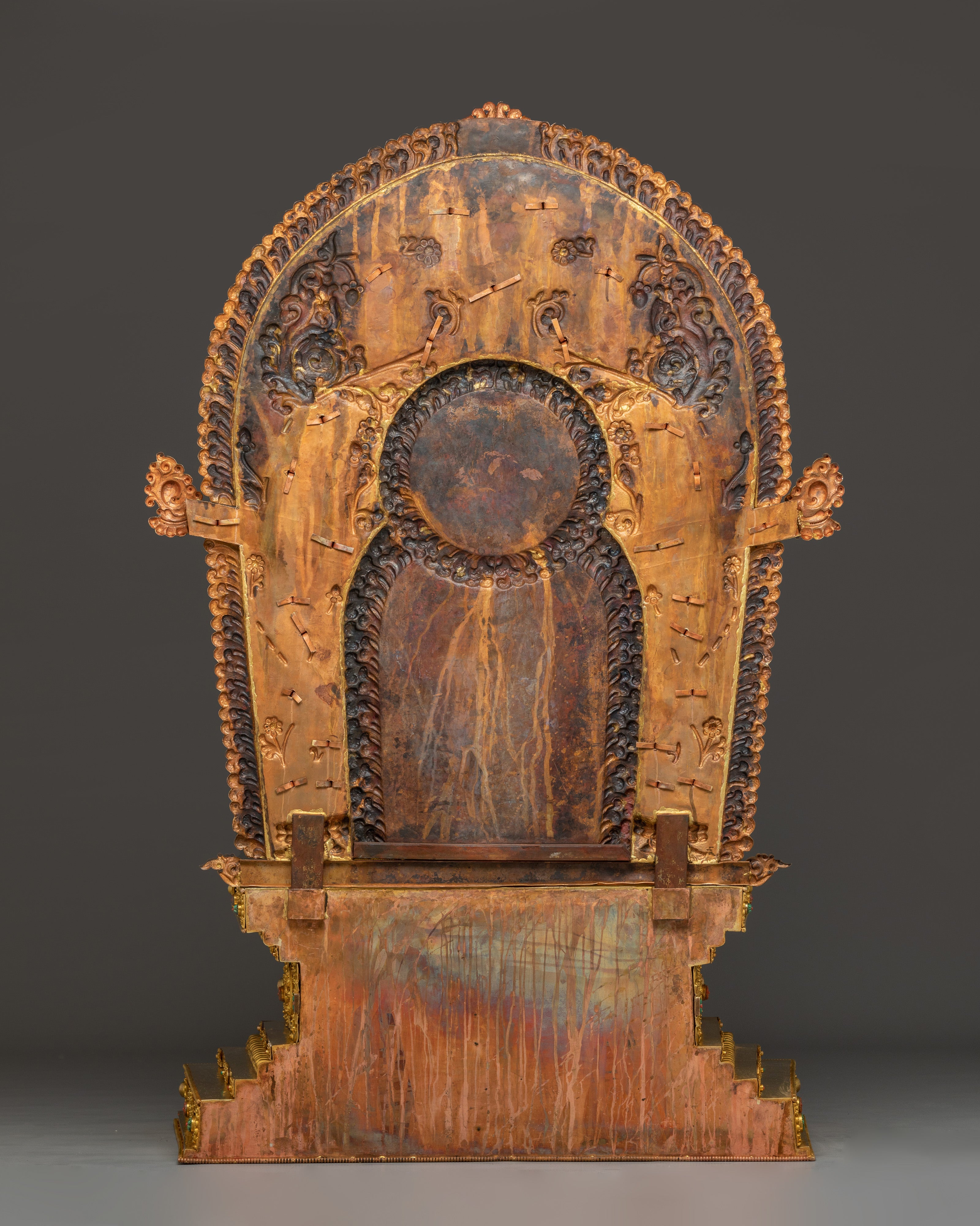 Crown shakyamuni Buddha with Throne | Handcarved Gemstones and Gold Detailing