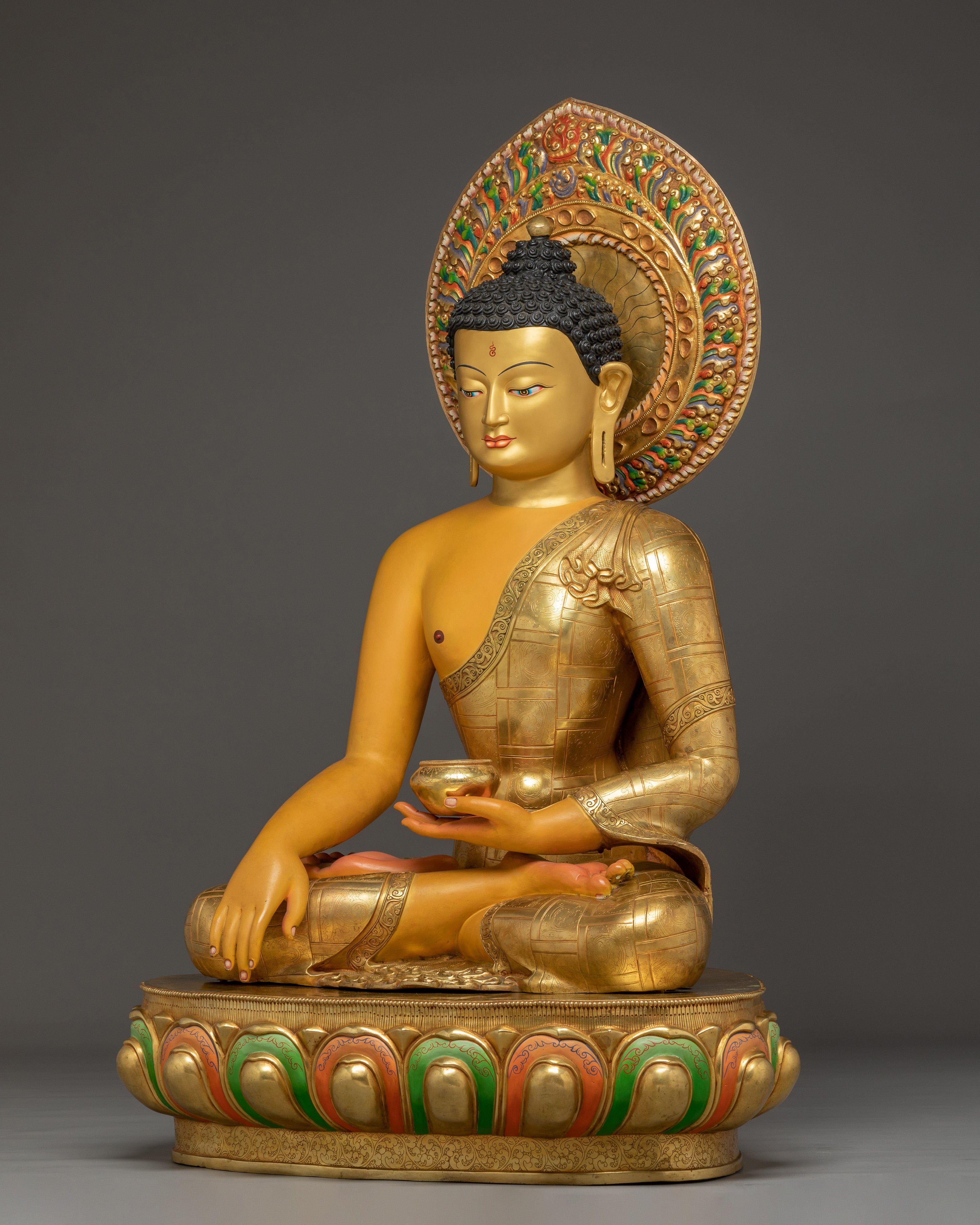 Enlightened Colourful Shakyamuni Buddha Sculpture | Historical Buddha