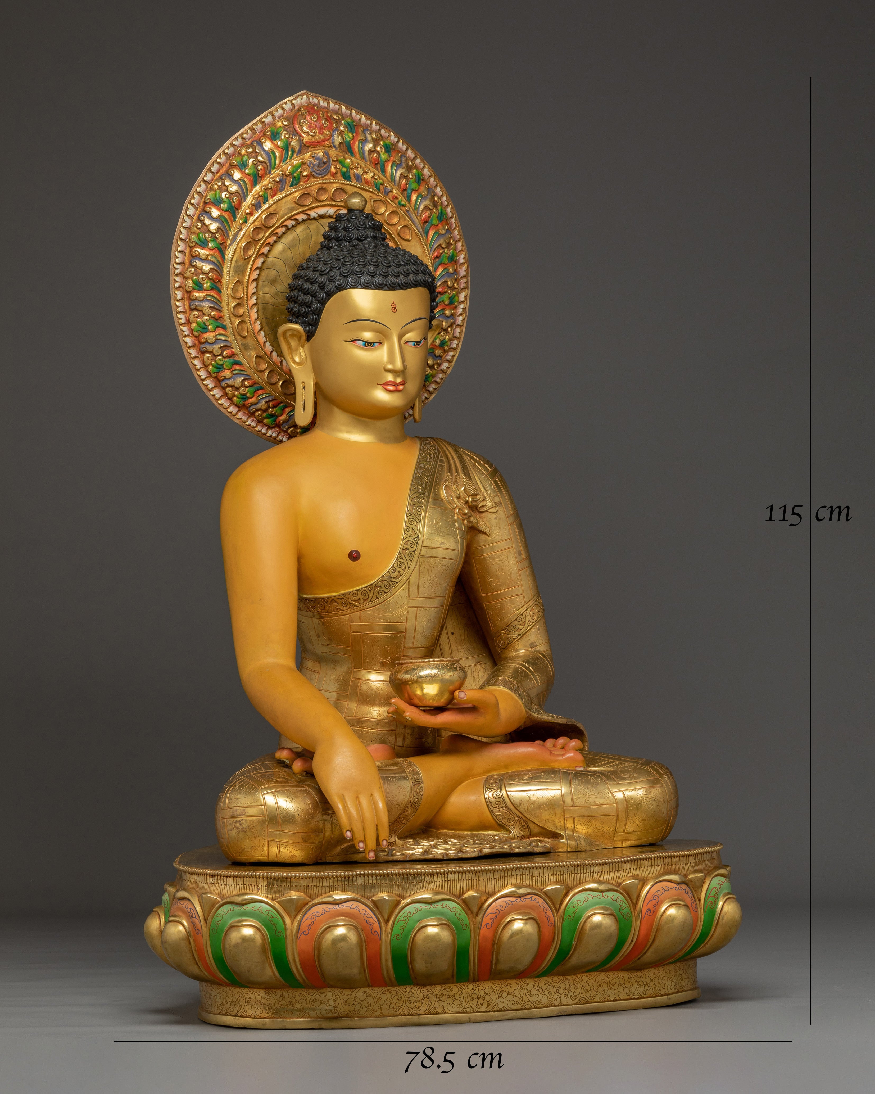 Enlightened Colourful Shakyamuni Buddha Sculpture