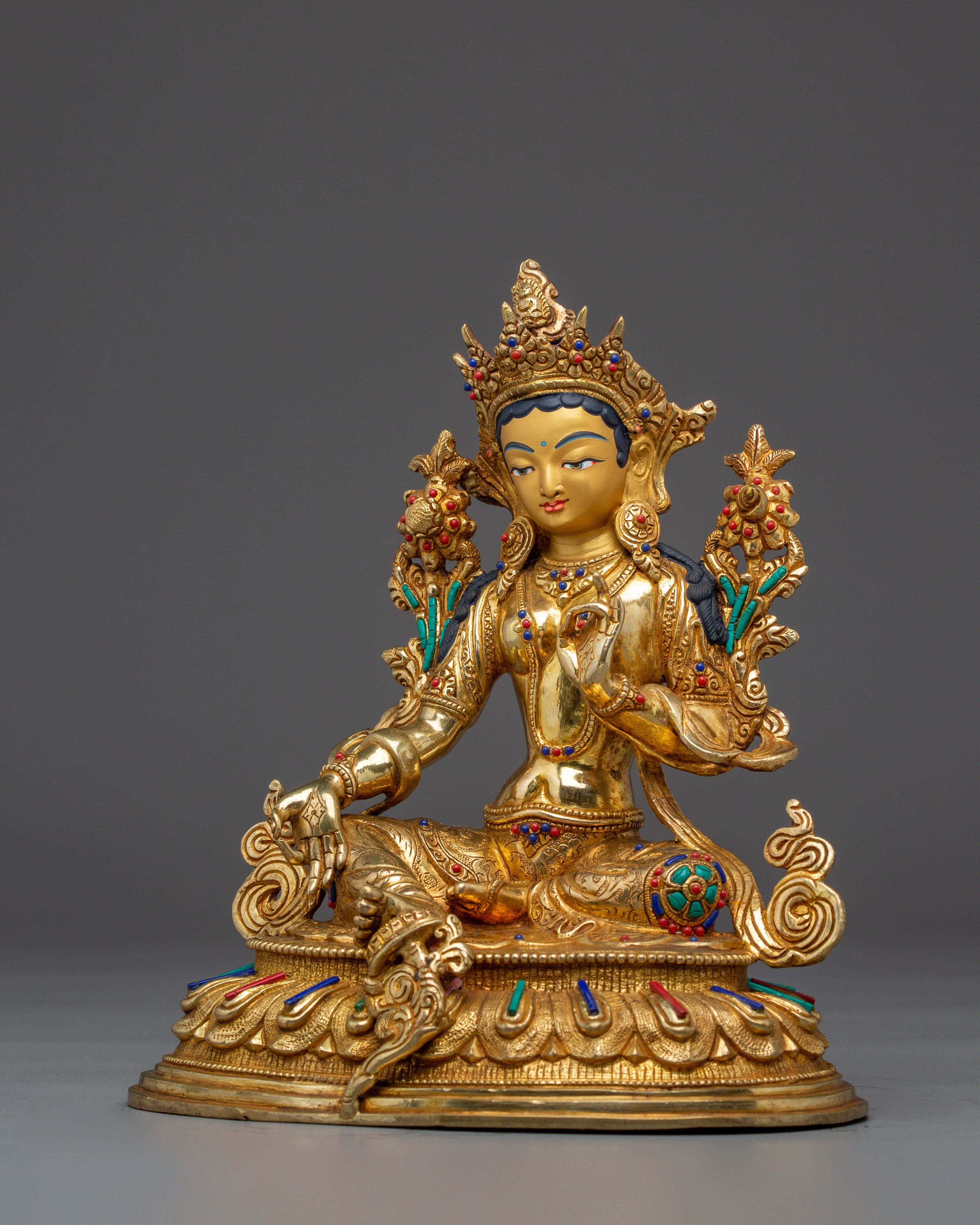 Handmade Buddhist Artwork of Green Tara | Goddess of Compassion