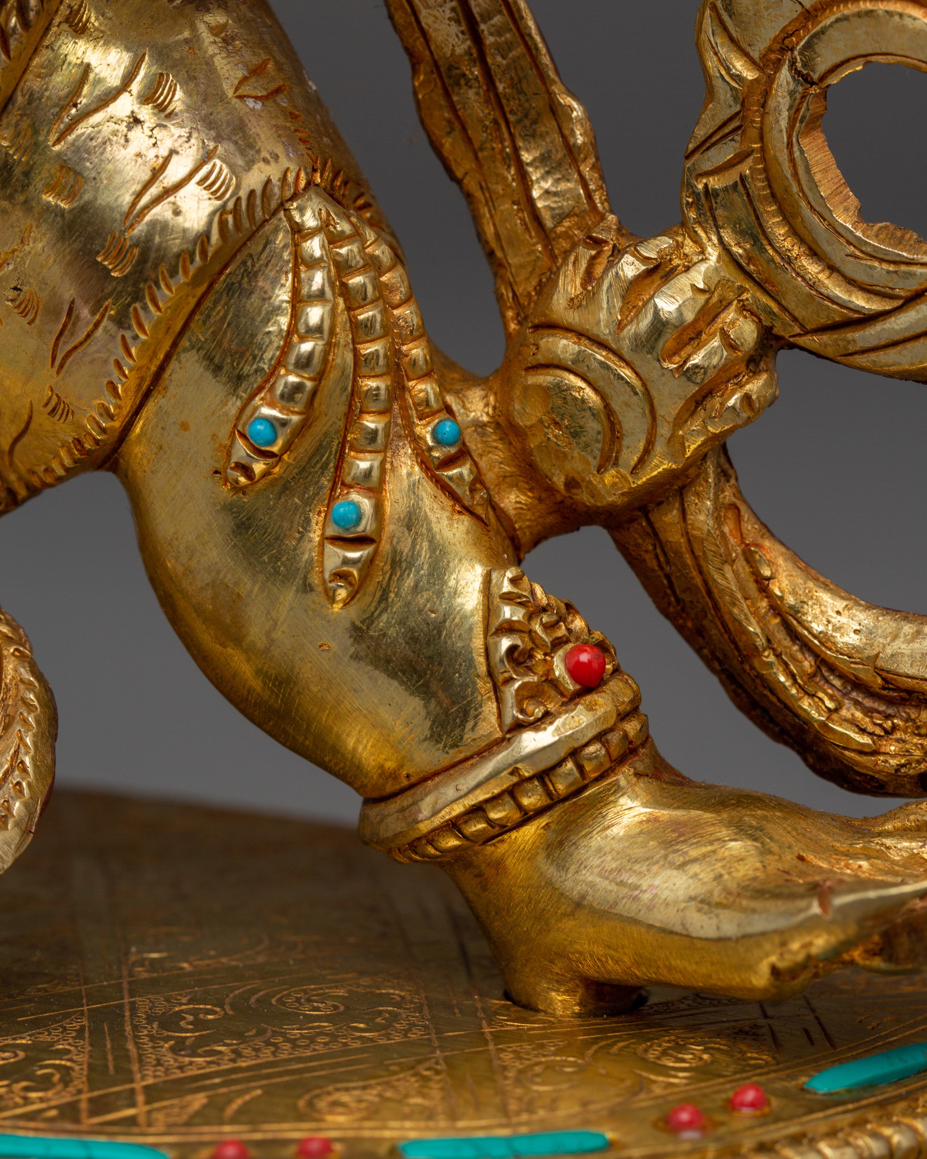 Vajrapani Deity Sculpture with Copper Body | Gold Gilded Protector Statue