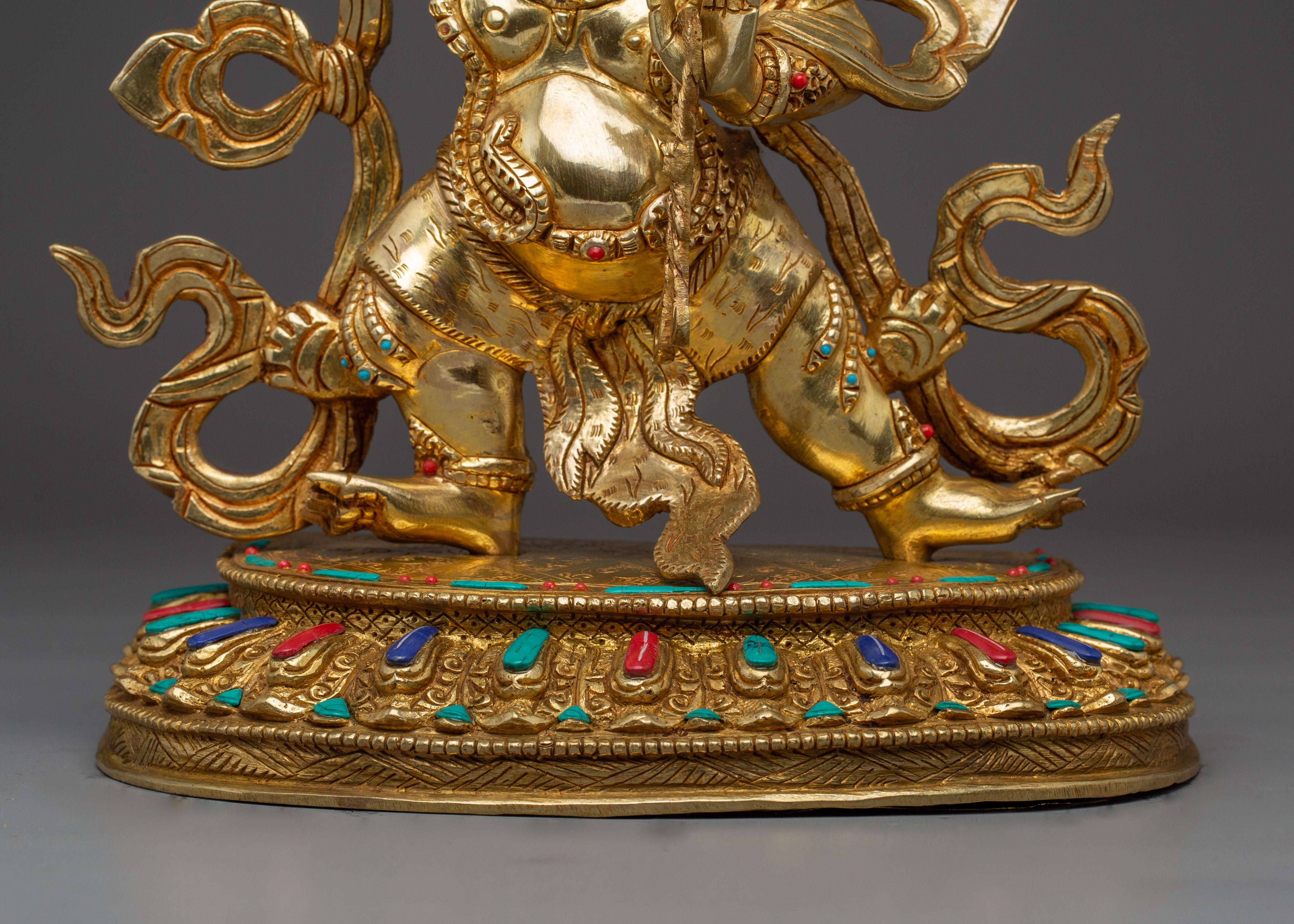 Vajrapani Deity Sculpture with Copper Body | Gold Gilded Protector Statue