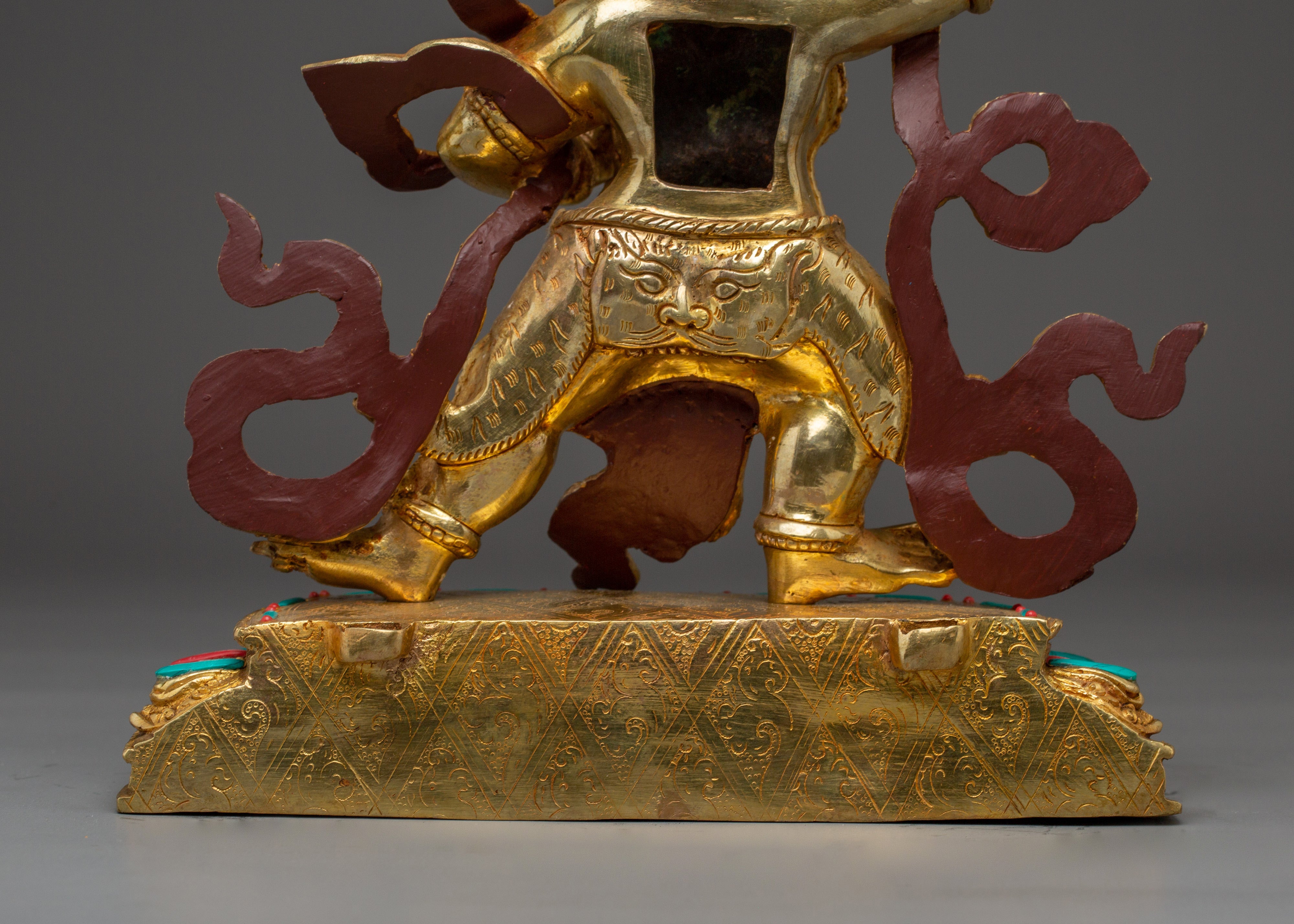 Vajrapani Deity Sculpture with Copper Body | Gold Gilded Protector Statue