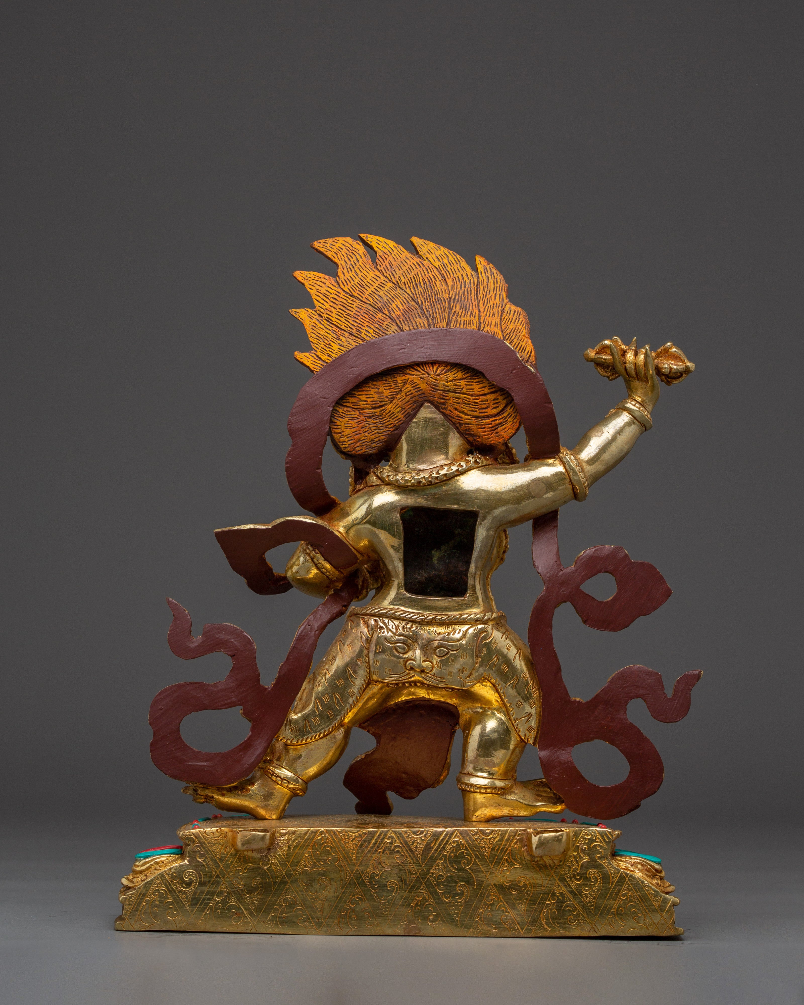 Vajrapani Deity Sculpture with Copper Body | Gold Gilded Protector Statue
