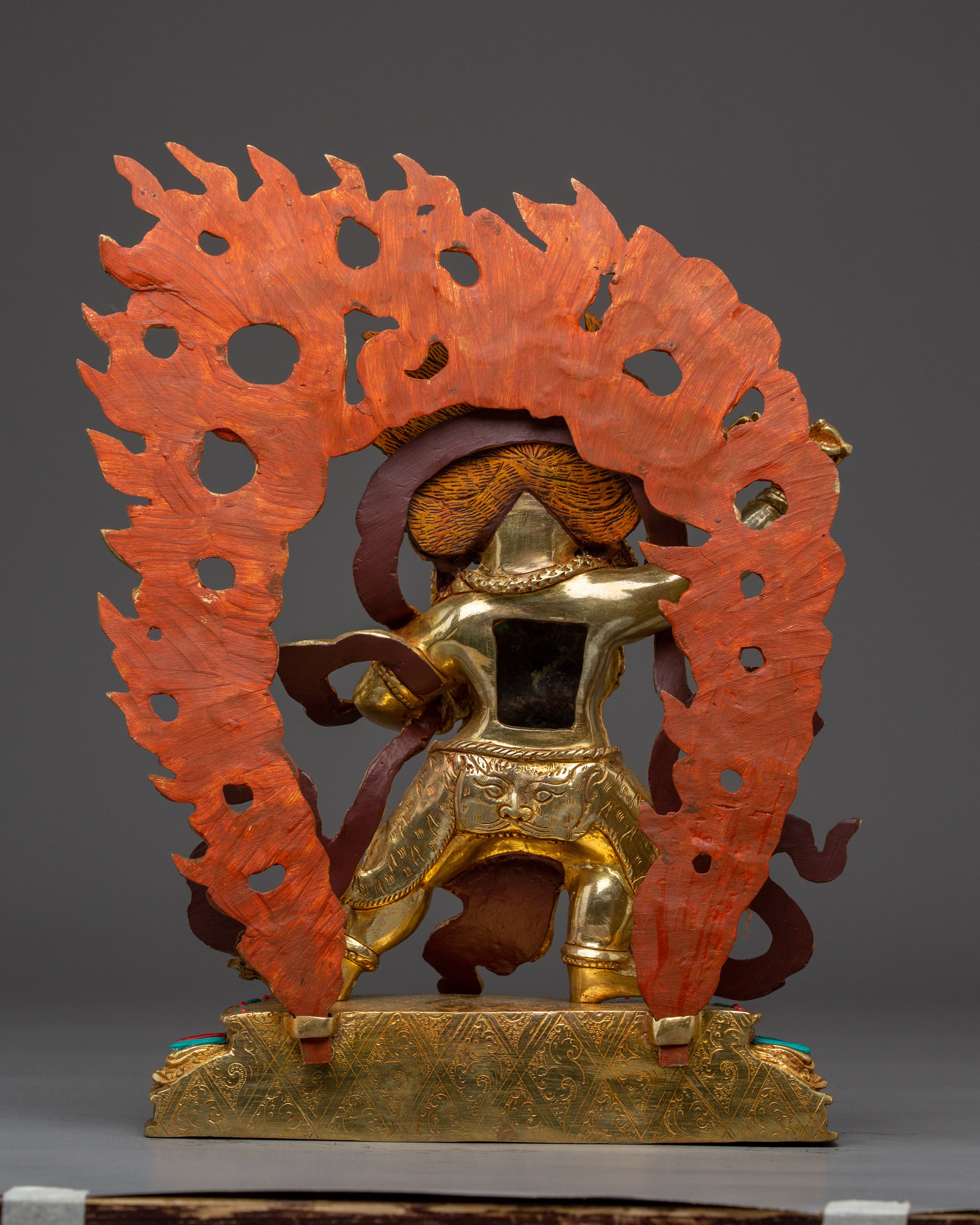 Vajrapani Deity Sculpture with Copper Body | Gold Gilded Protector Statue
