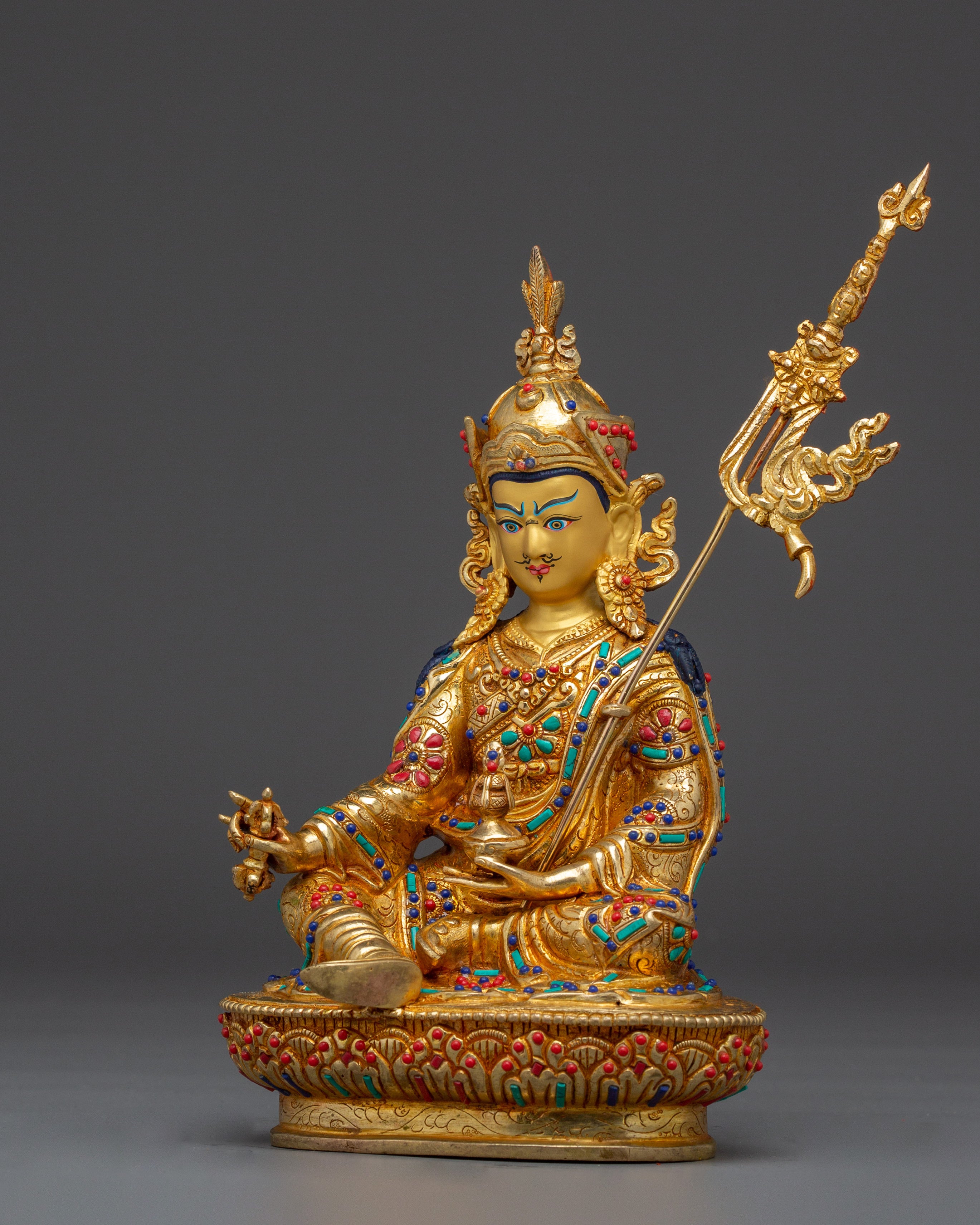Spiritual Transformation Deity Golden Guru Rinpoche Art | Founder of Tibetan Buddhism