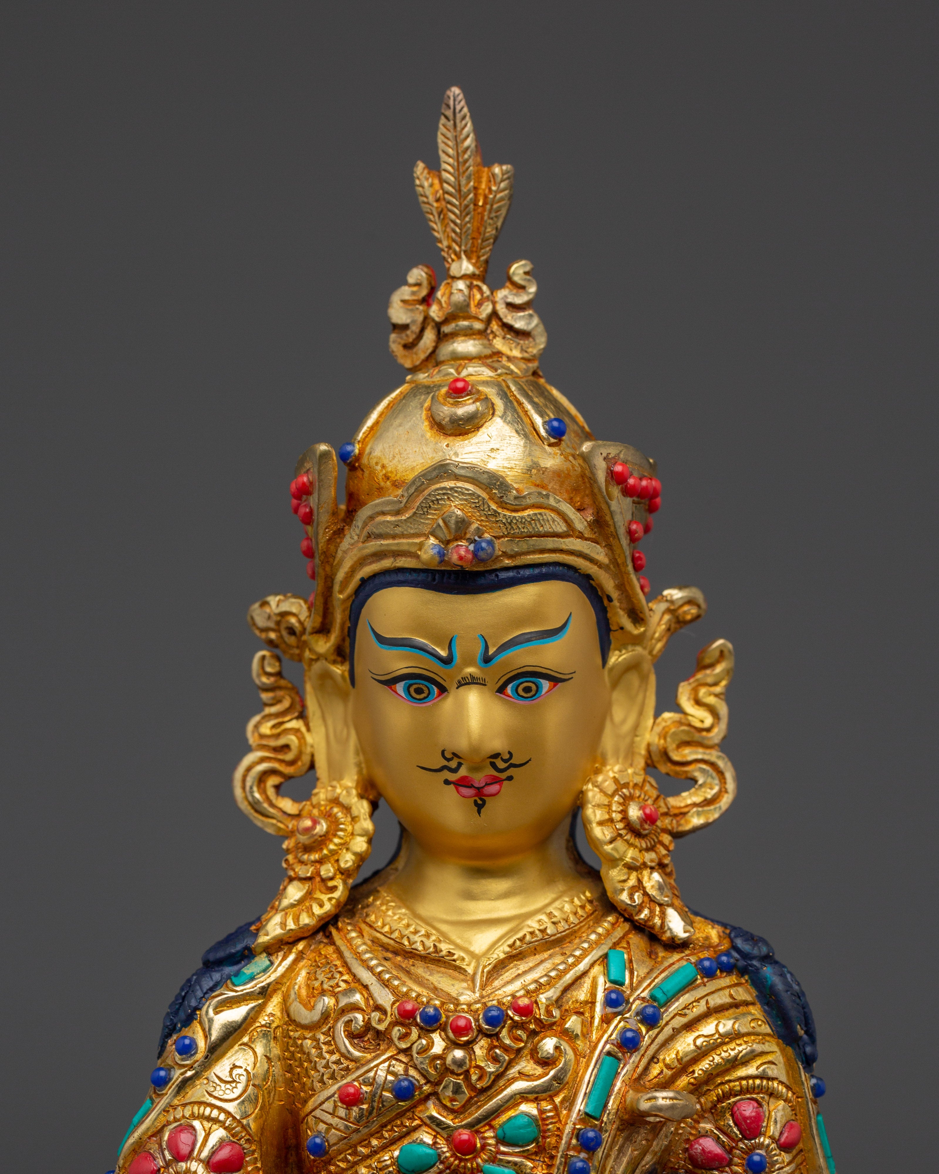 Spiritual Transformation Deity Golden Guru Rinpoche Art | Founder of Tibetan Buddhism