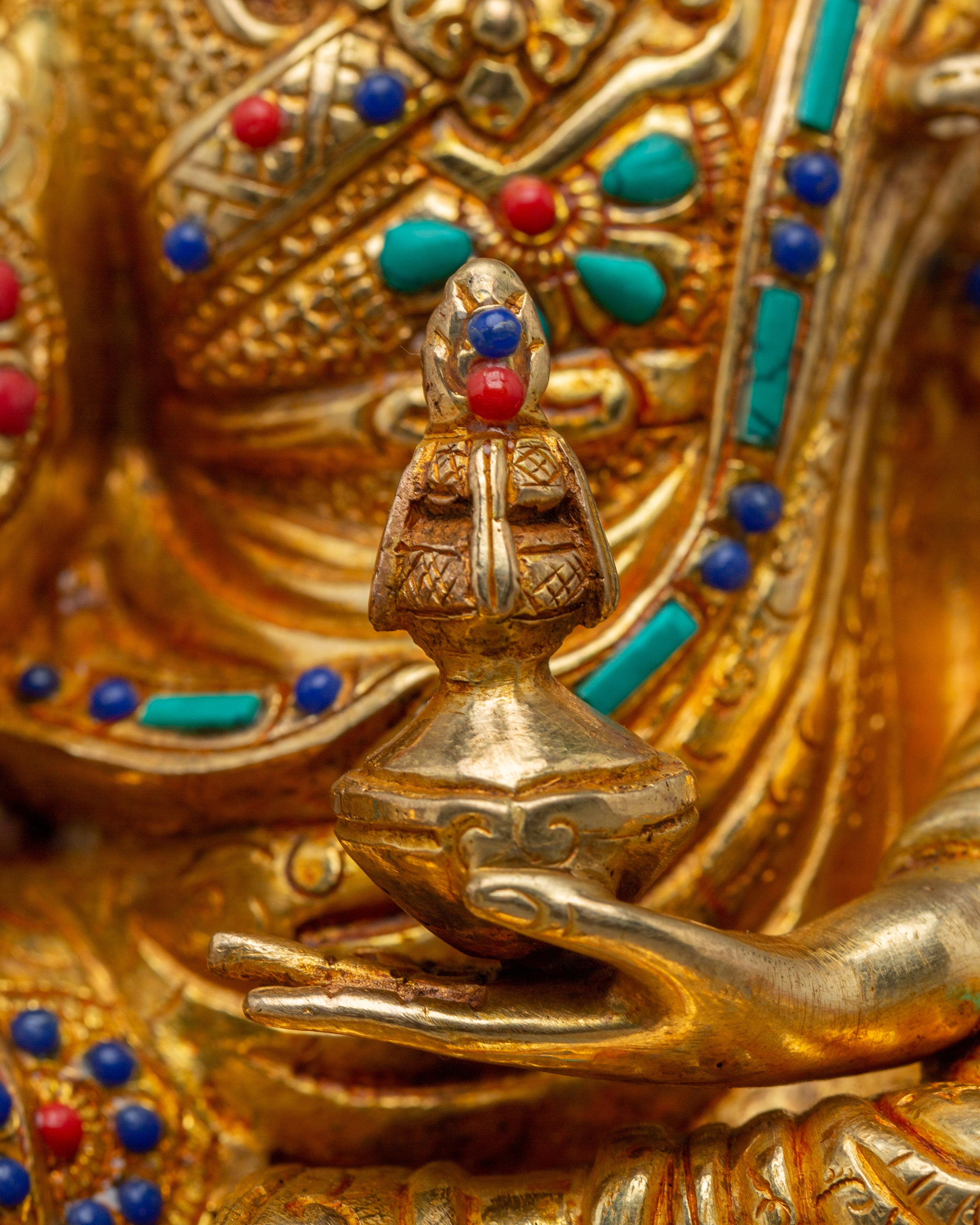 Spiritual Transformation Deity Golden Guru Rinpoche Art | Founder of Tibetan Buddhism