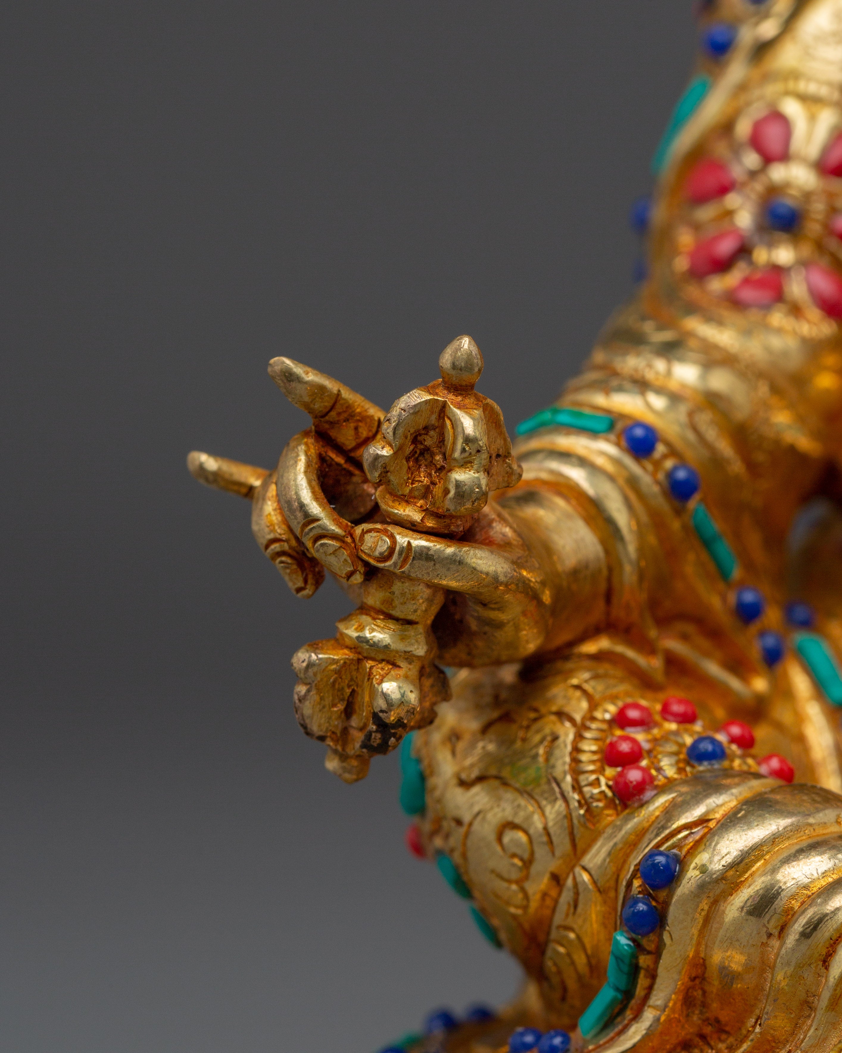 Spiritual Transformation Deity Golden Guru Rinpoche Art | Founder of Tibetan Buddhism