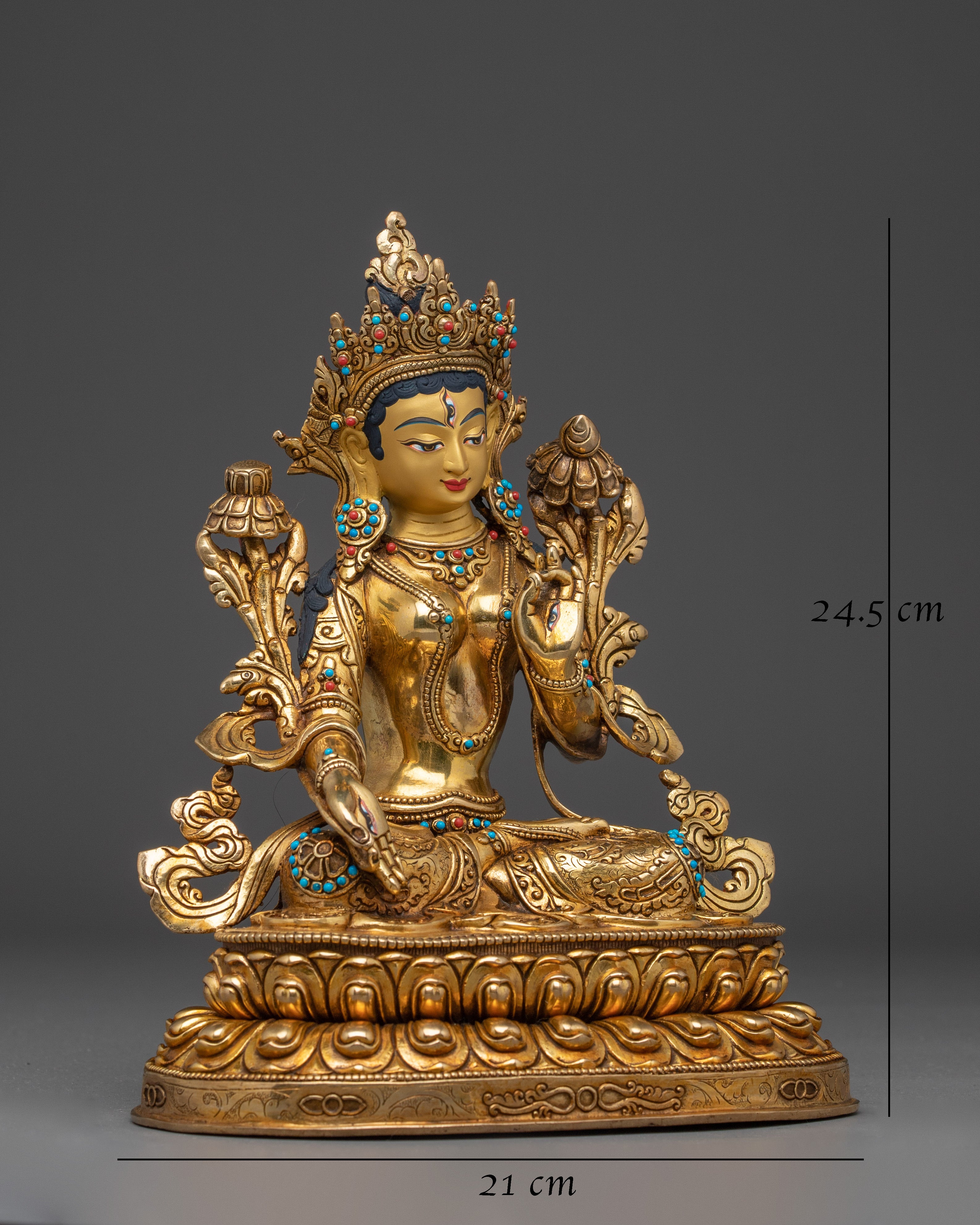 White Tara Gold Gilded Copper Art