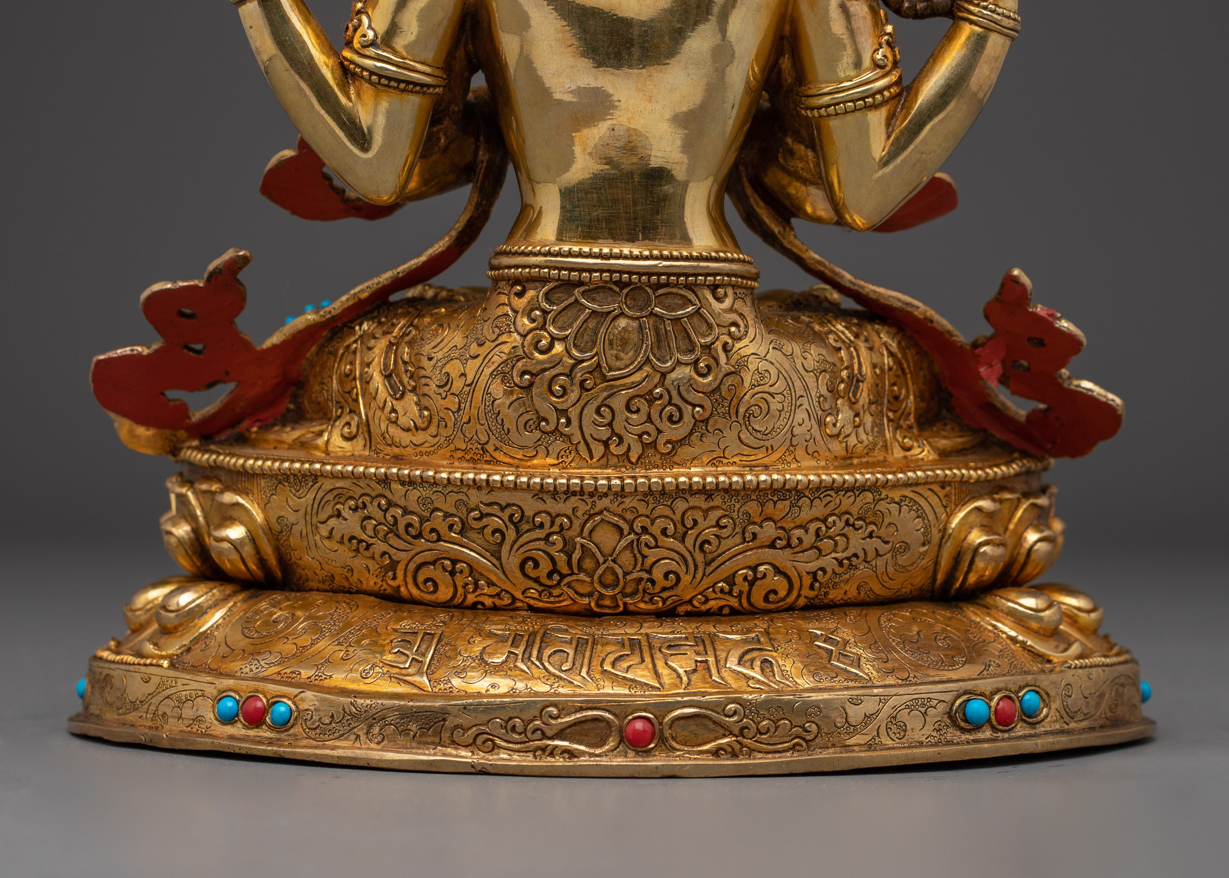 Handcrafted Chenrezig Golden Copper Art | Meditation and Spiritual Decor