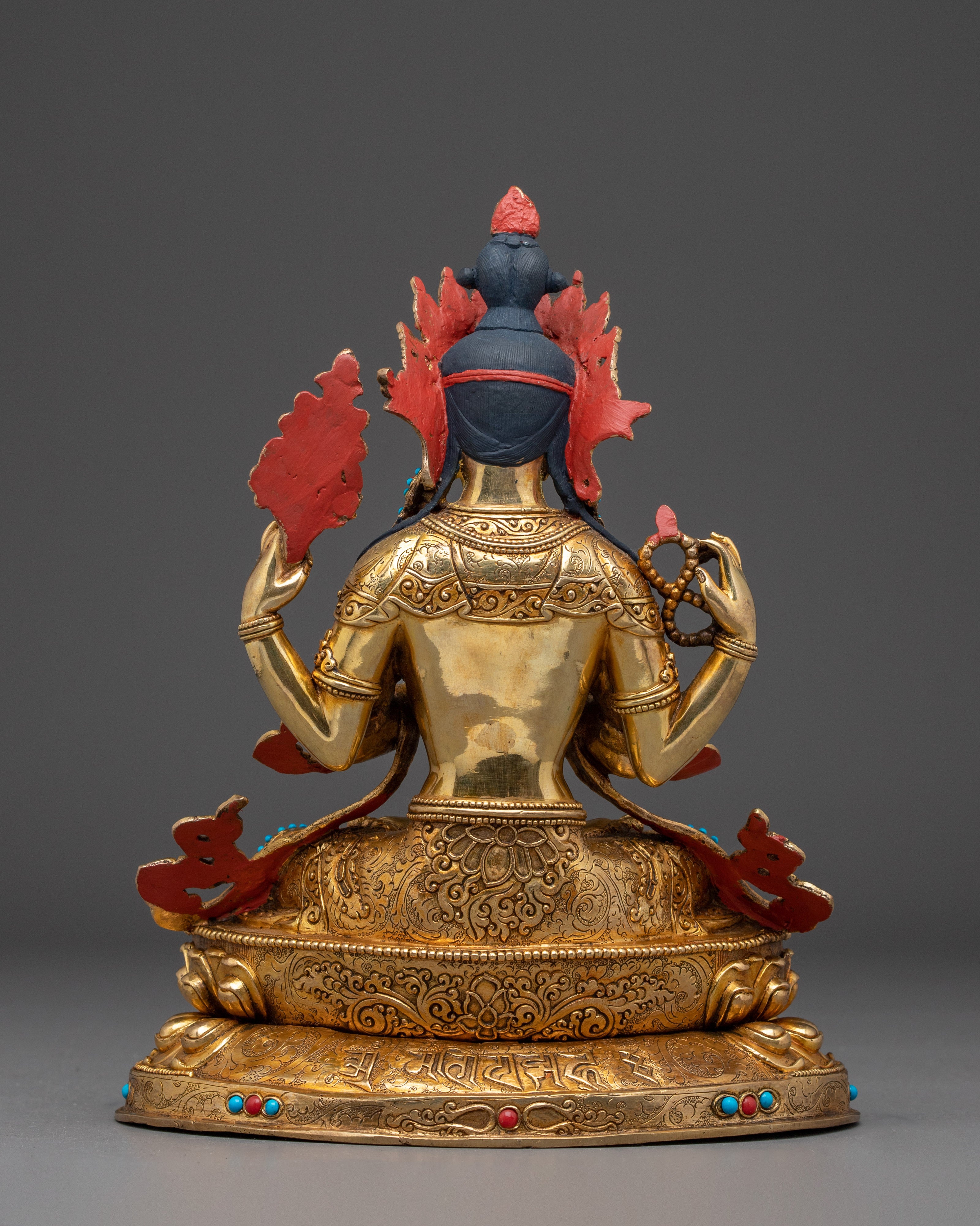 Handcrafted Chenrezig Golden Copper Art | Meditation and Spiritual Decor