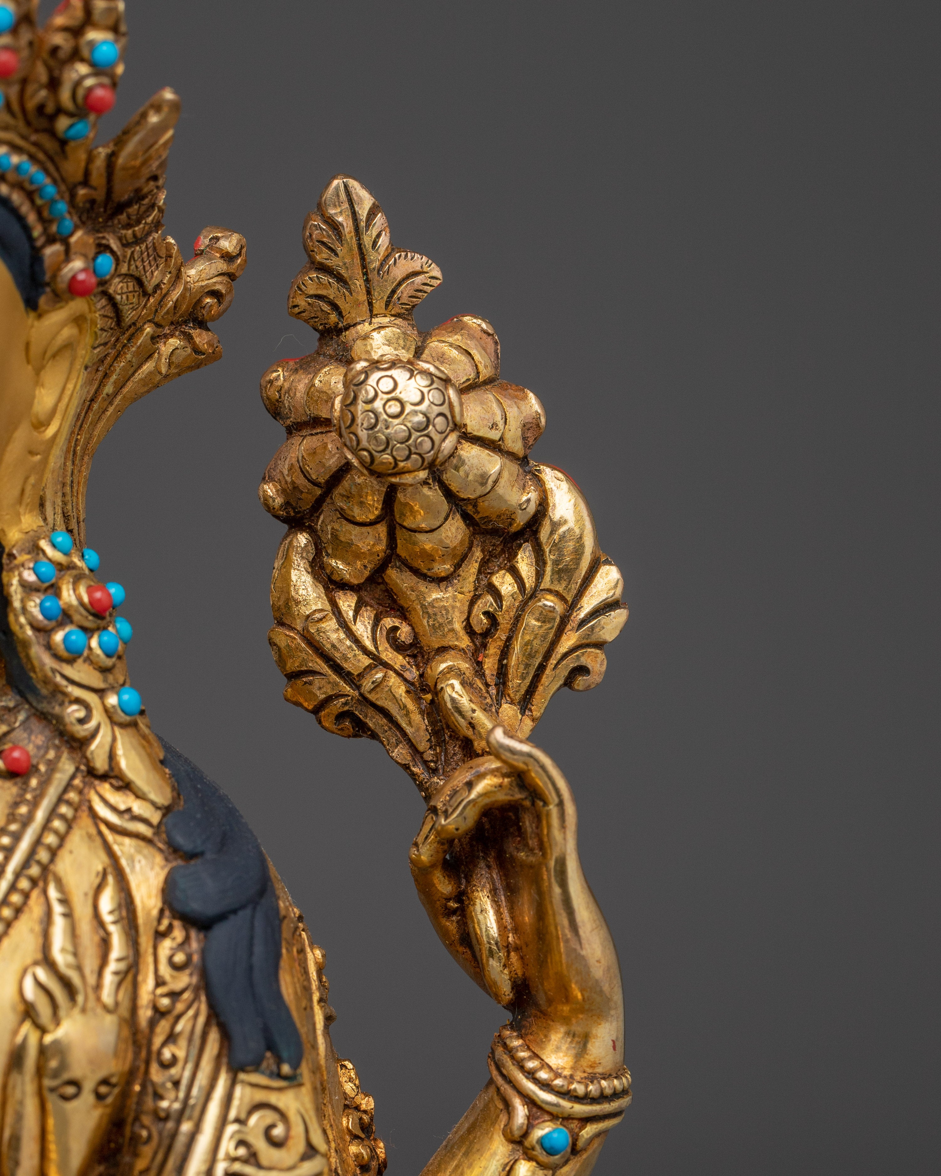 Handcrafted Chenrezig Golden Copper Art | Meditation and Spiritual Decor